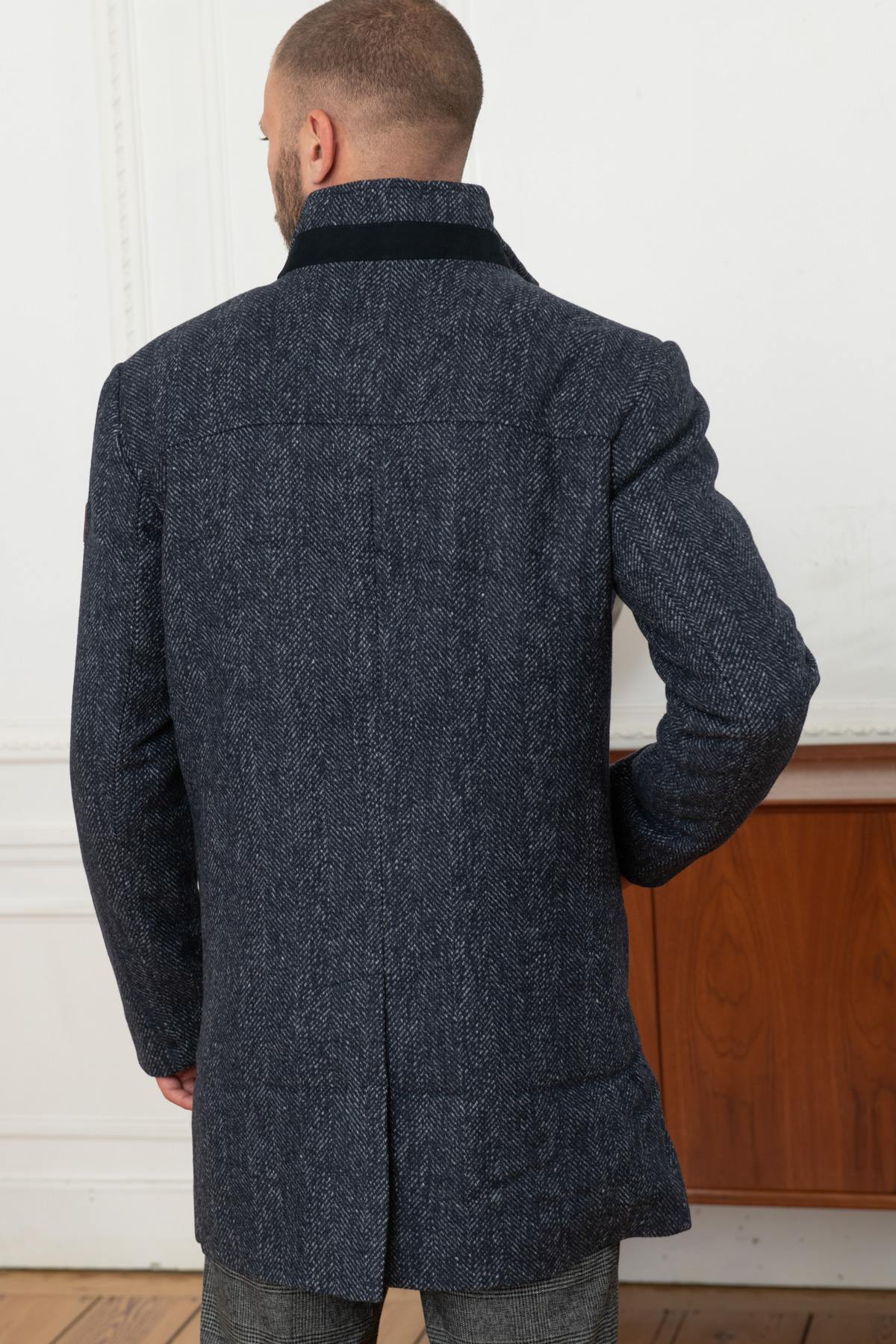 Long chic navy blue coat - Image n°4