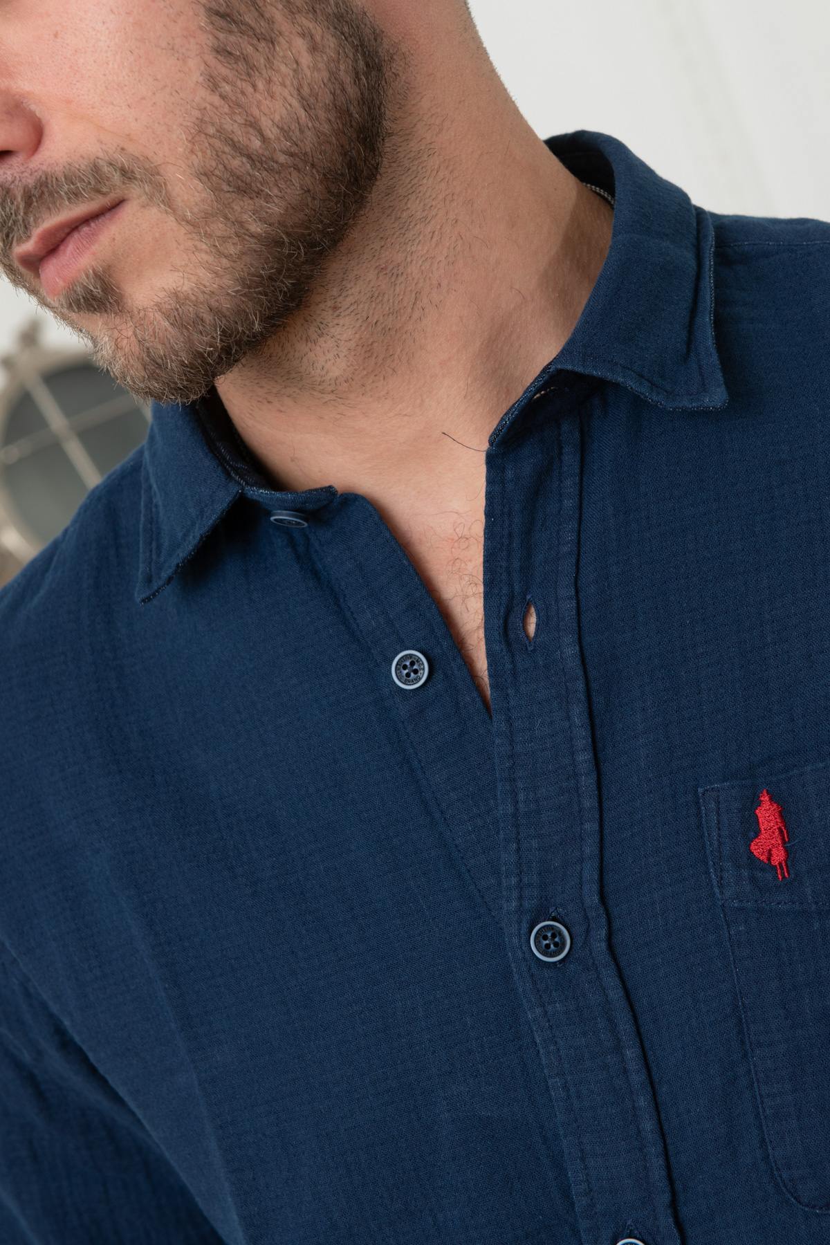 Men's navy blue shirt - Image n°5