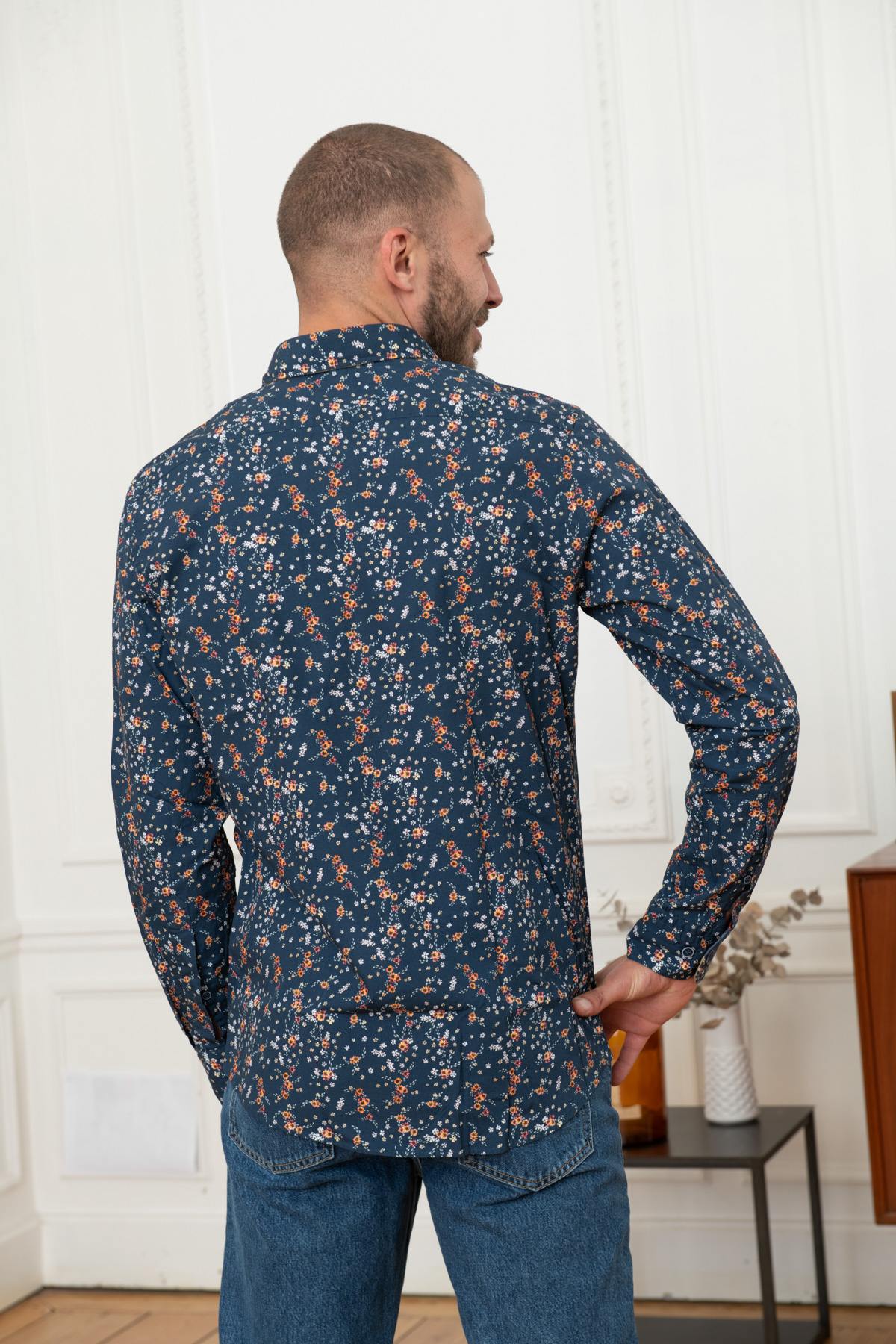 Blue floral shirt for men - Image n°4