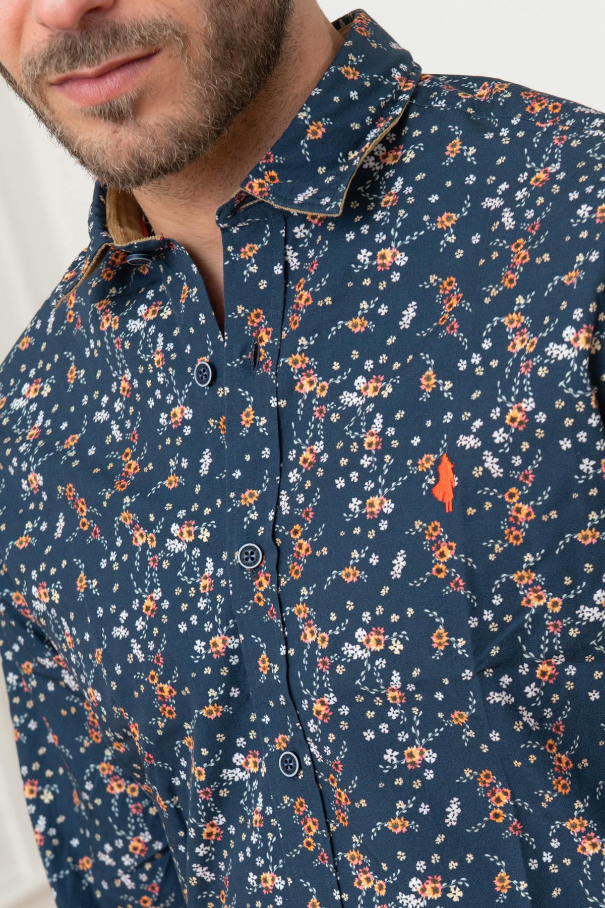 Blue floral shirt for men - Image n°5