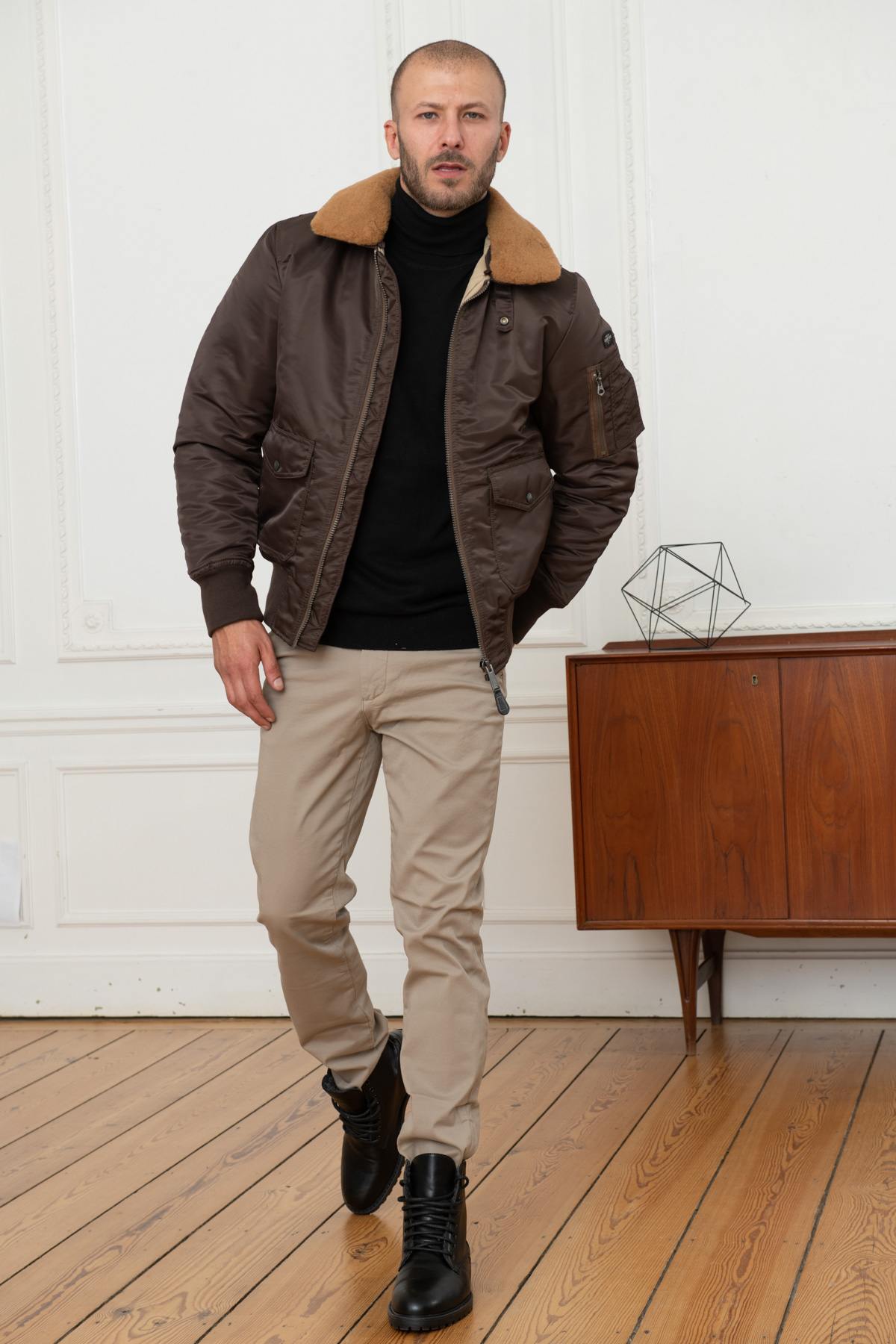 Brown nylon army bomber - Image n°2