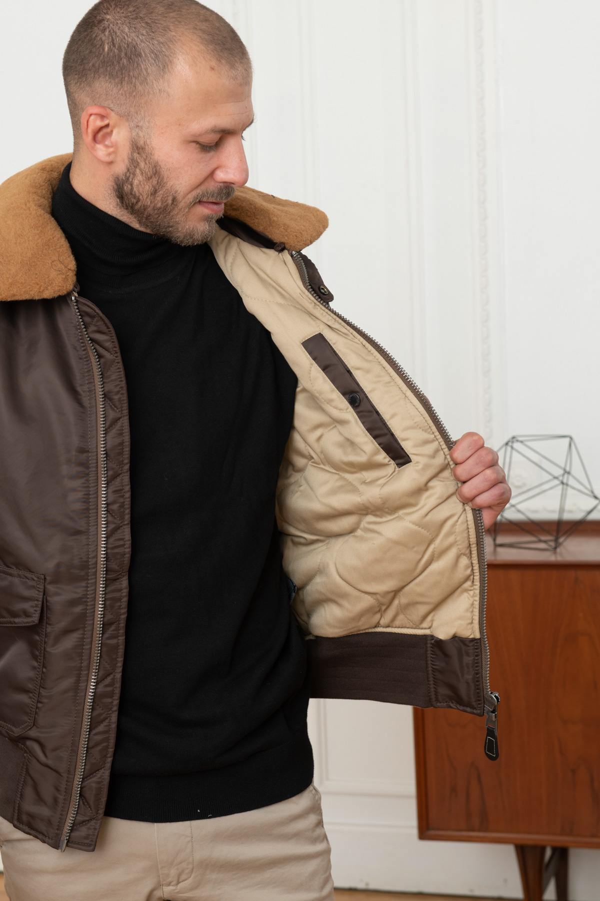 Brown nylon army bomber - Image n°4