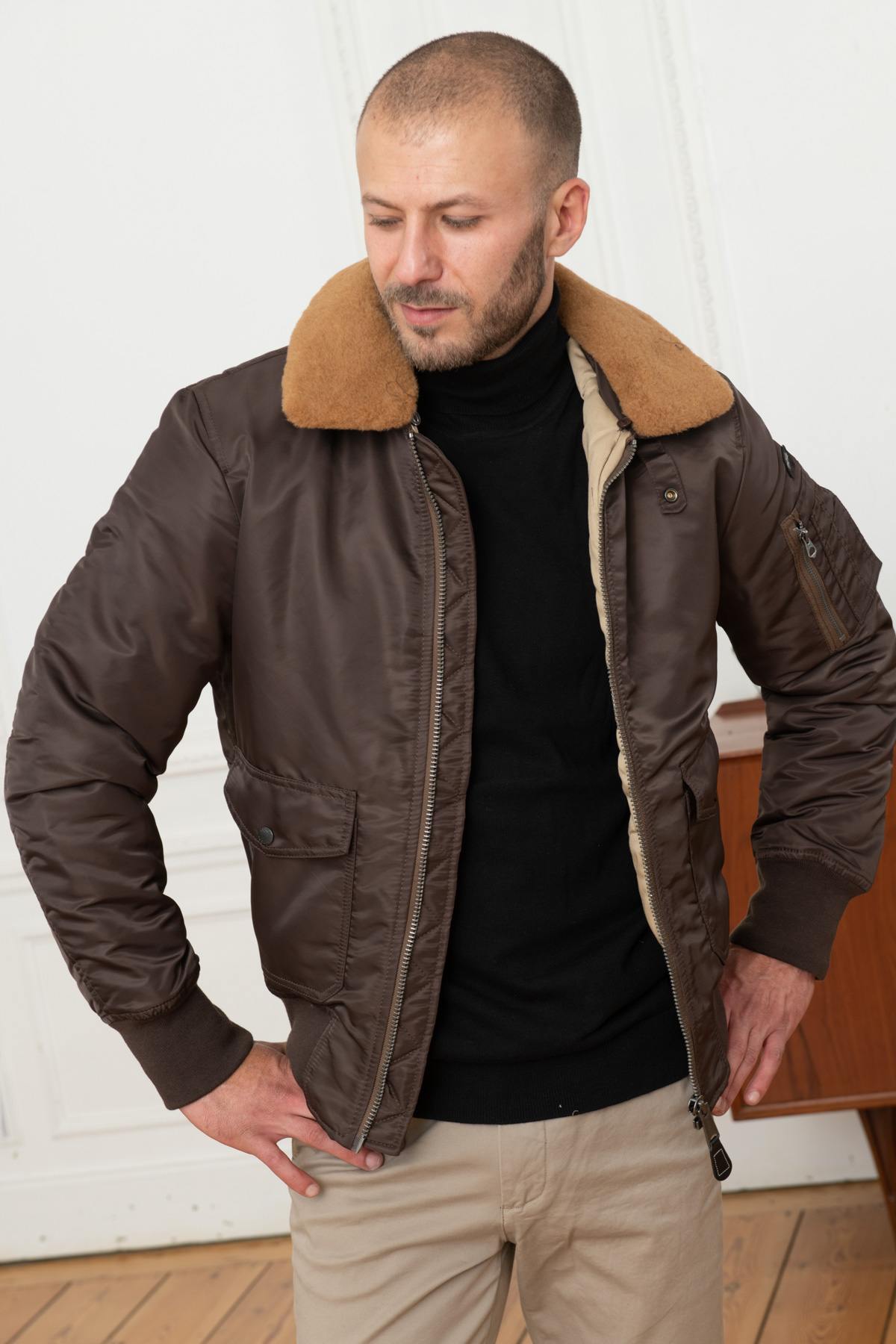 Brown nylon army bomber - Image n°3