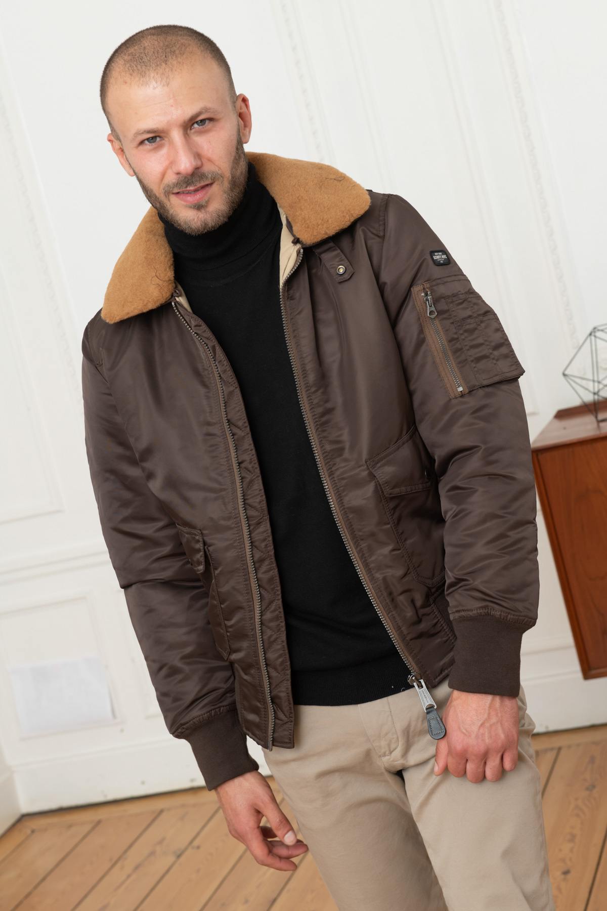 Brown nylon army bomber - Image n°6