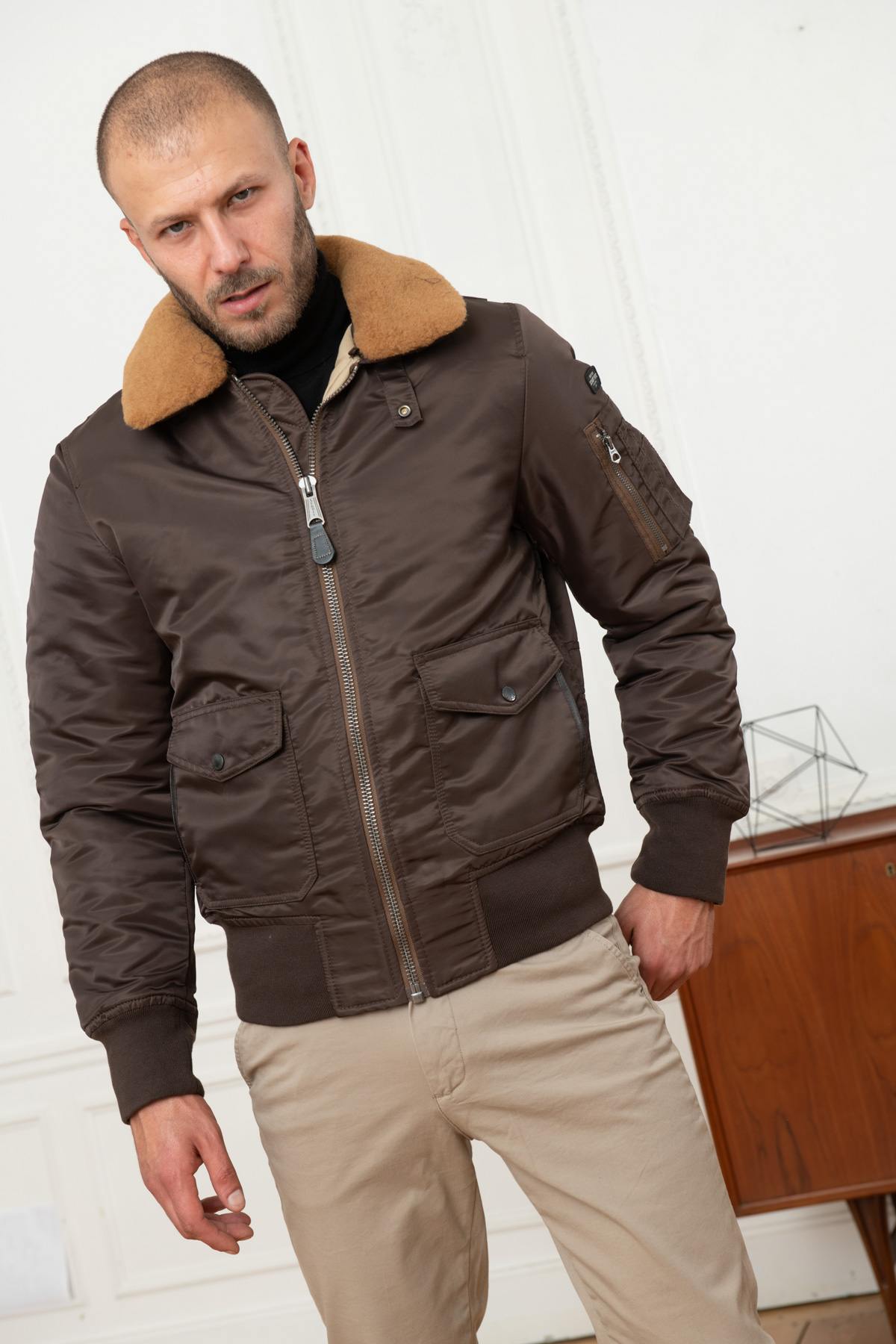 Brown nylon army bomber - Image n°7