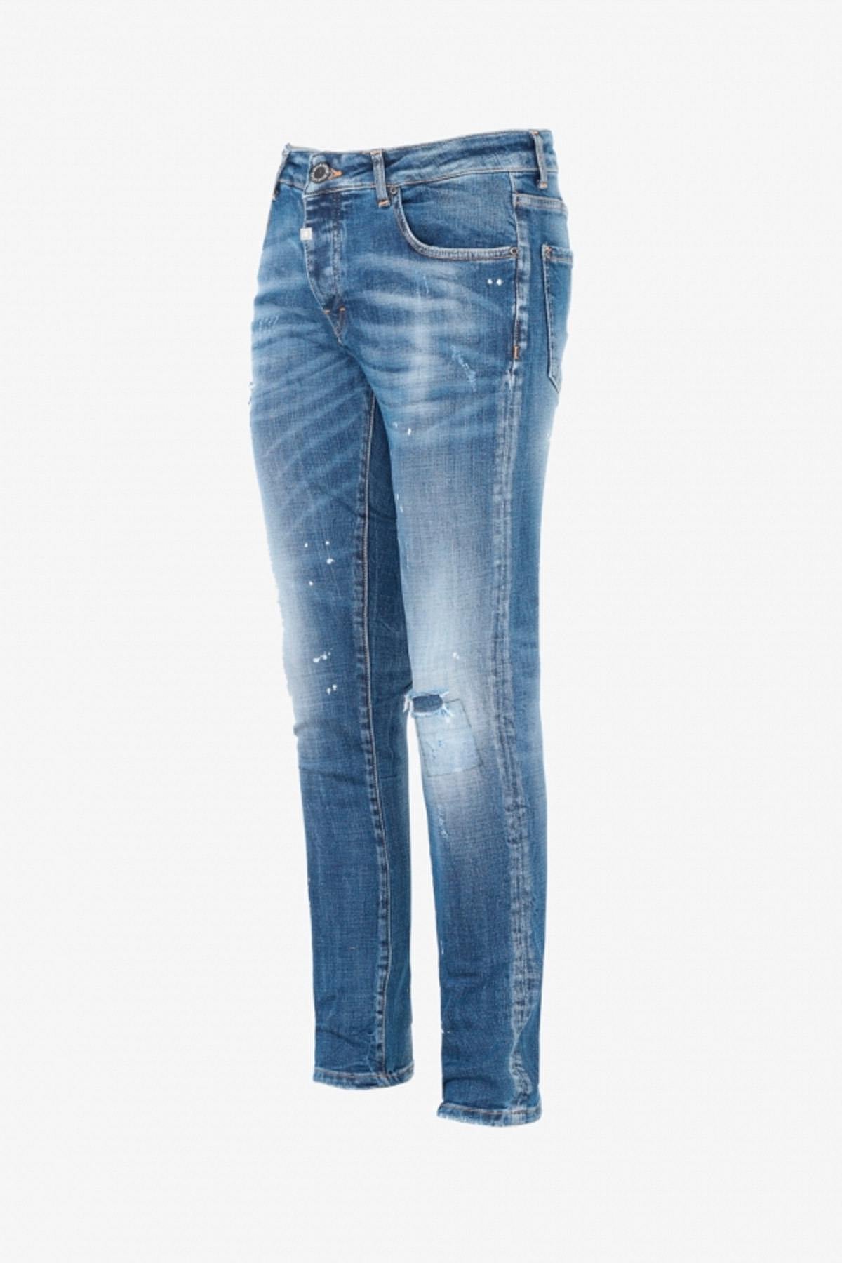 Washed blue distressed jeans - Image n°3