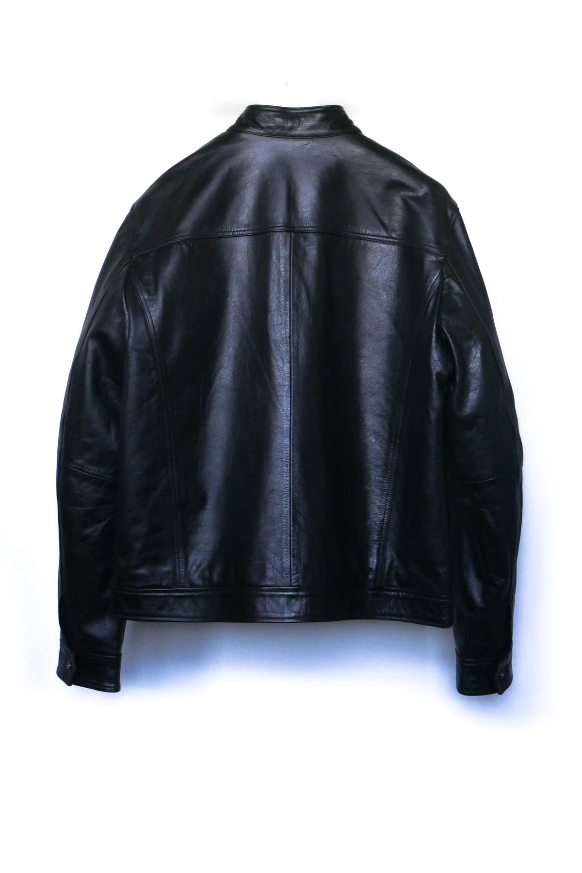 Men's black leather jacket - Image n°2