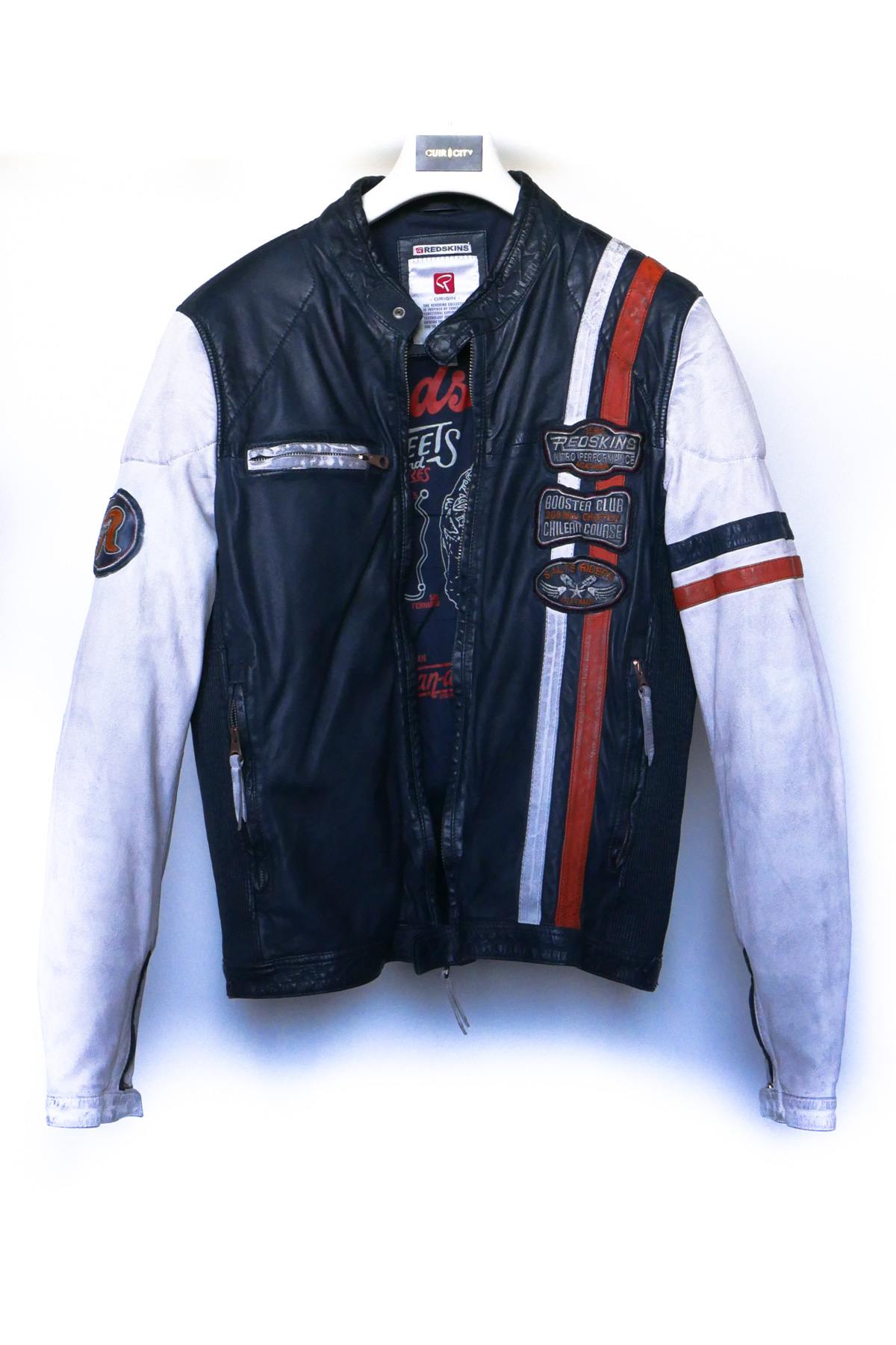 Men's racing style leather jacket - Image n°1