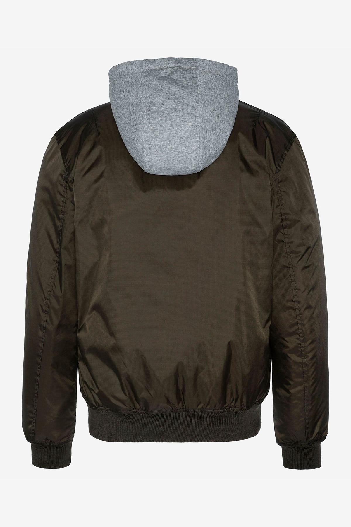 Khaki bomber jacket with removable hood - Image n°3