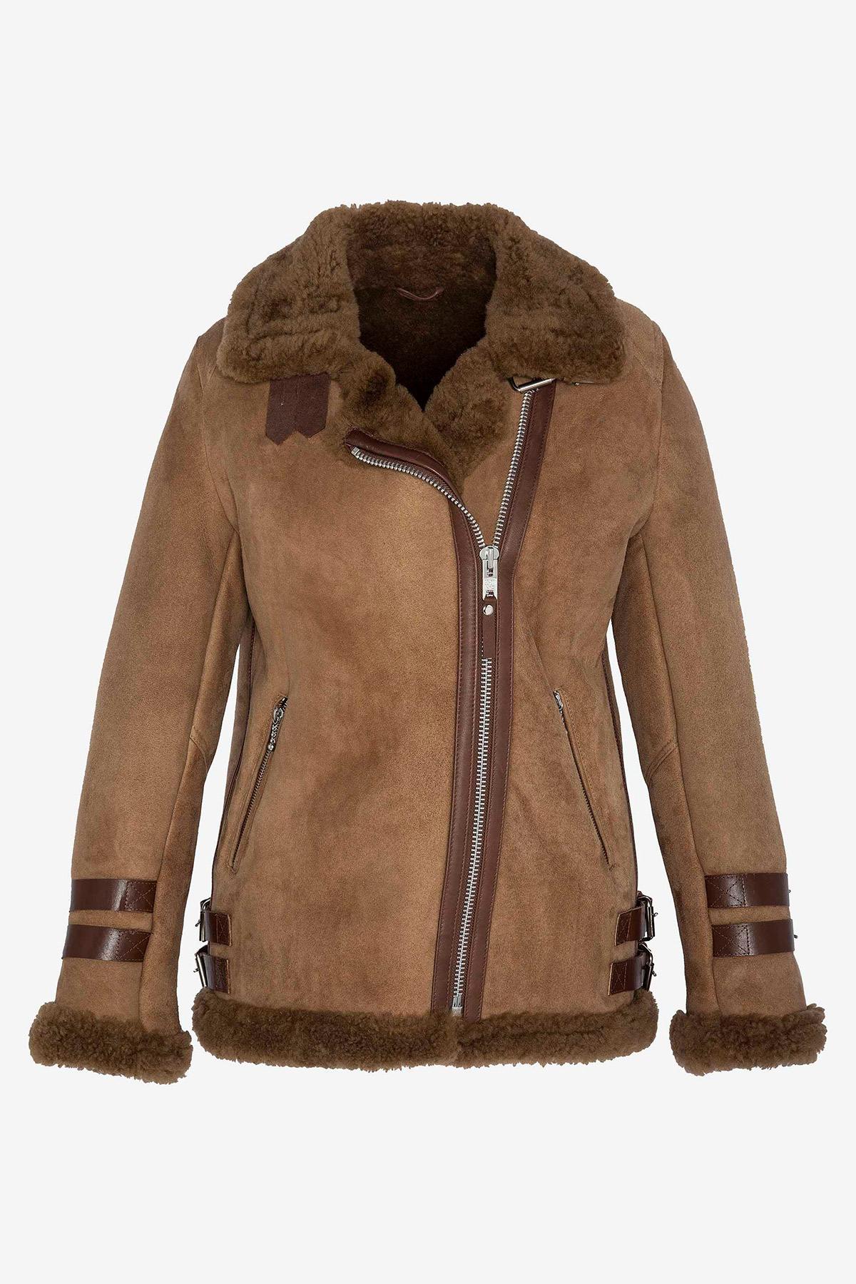 Mid-length suede effect bomber coat - Image n°6