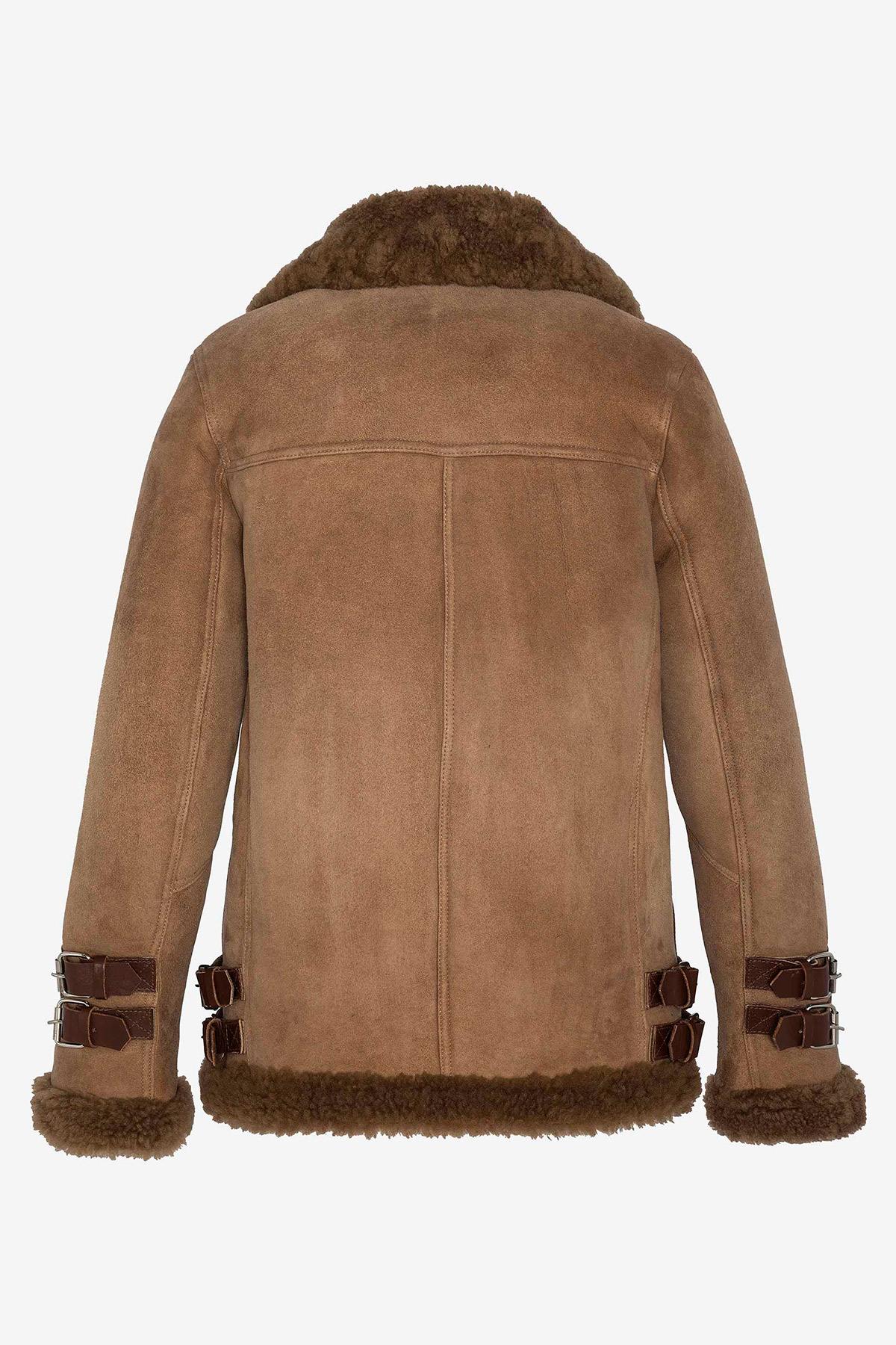 Mid-length suede effect bomber coat - Image n°7