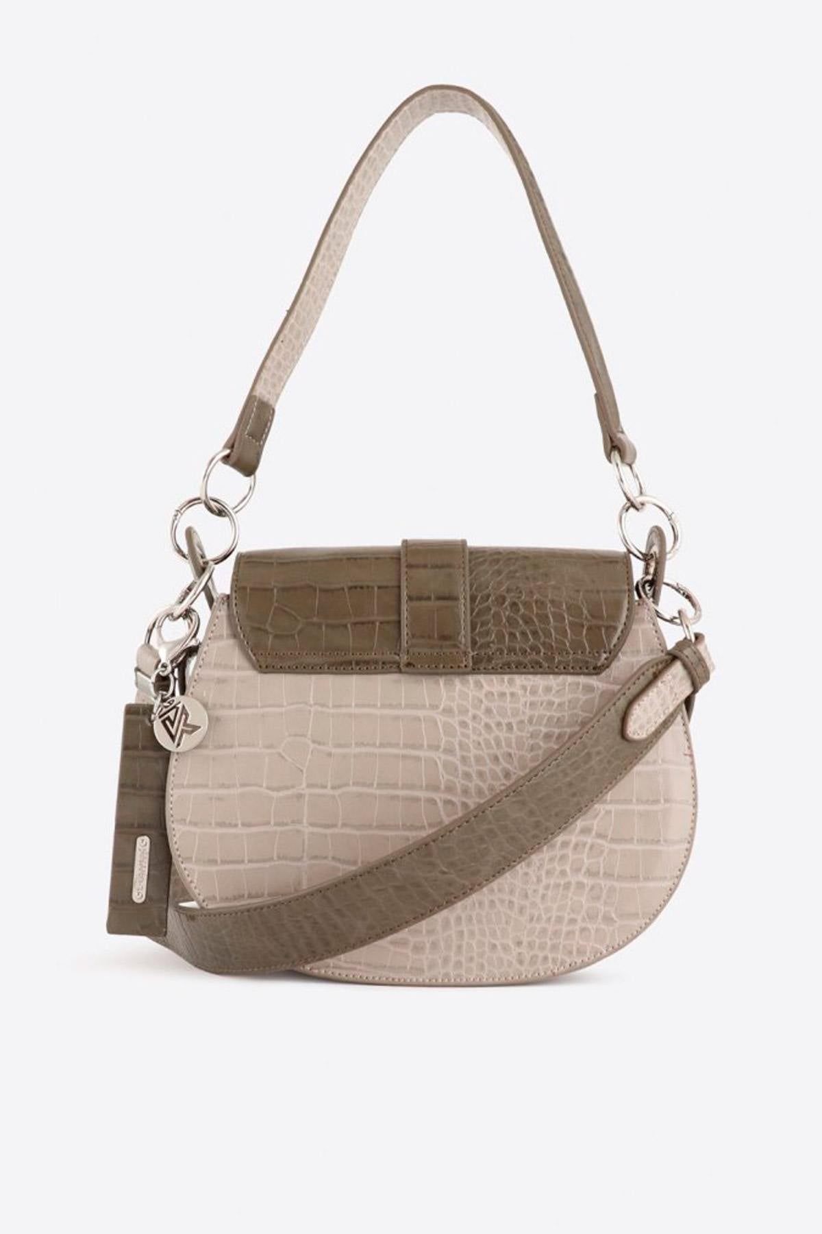 Women's gray and silver shoulder bag - Image n°9