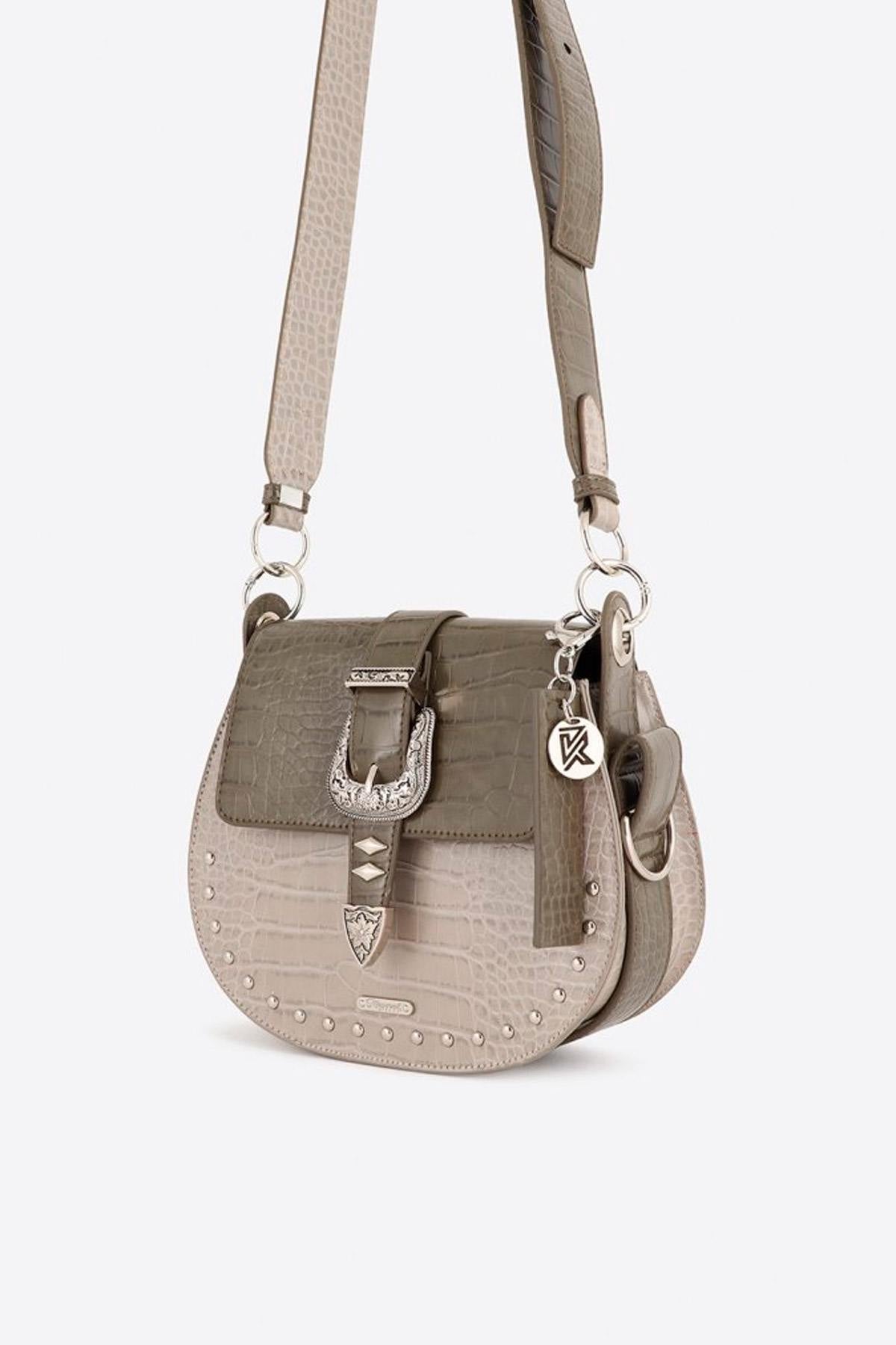 Women's gray and silver shoulder bag - Image n°5