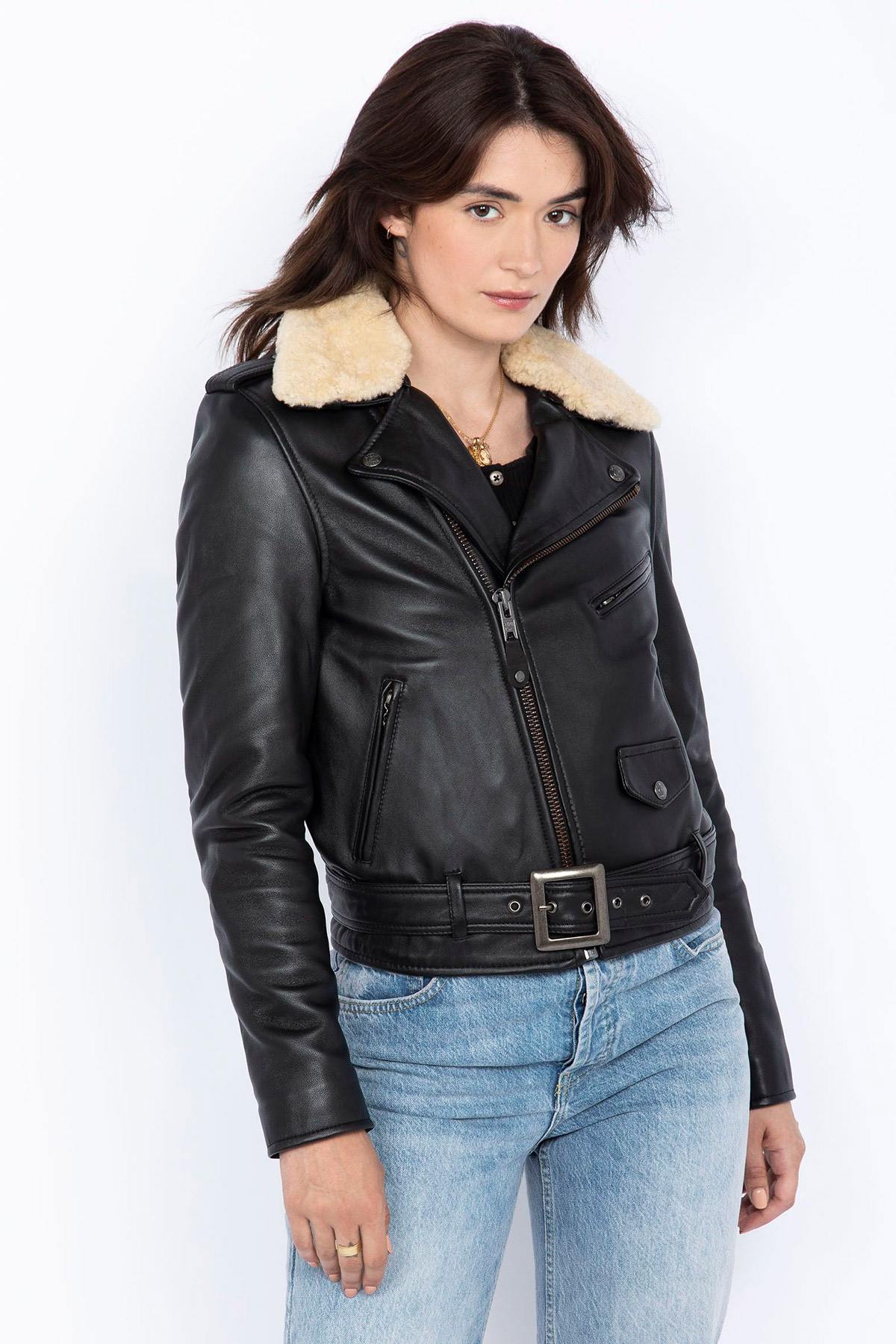 Perfecto vintage look with removable sheepskin collar - Image n°2