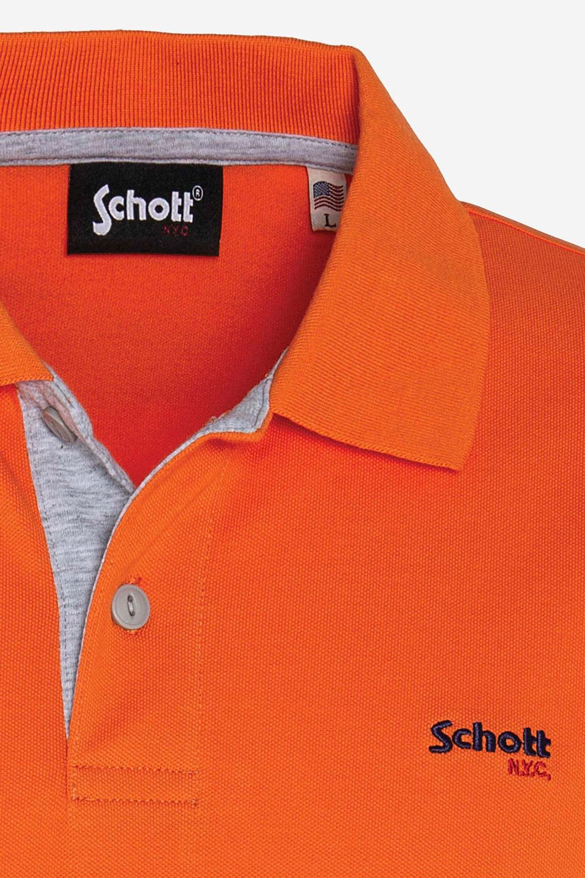 Heather gray and orange polo shirt - Image n°4