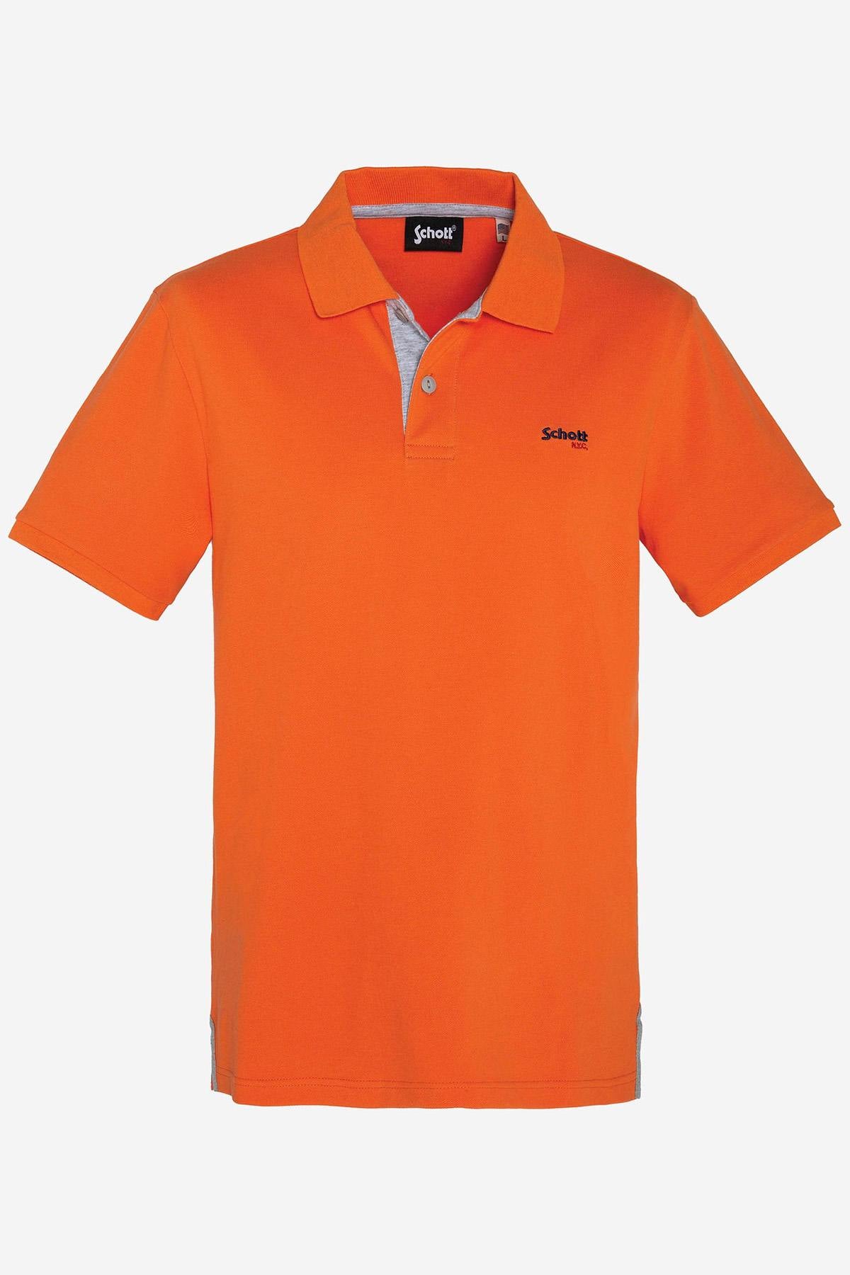 Heather gray and orange polo shirt - Image n°1