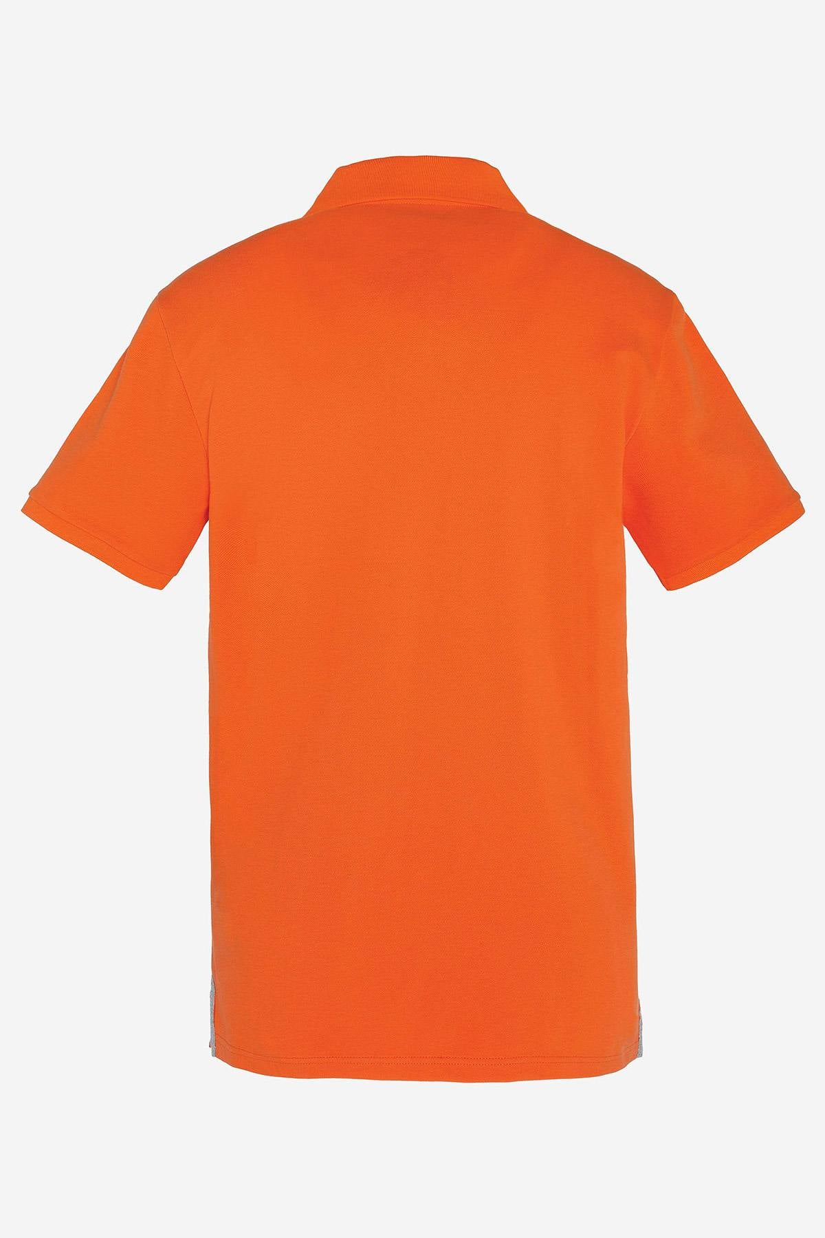 Heather gray and orange polo shirt - Image n°2