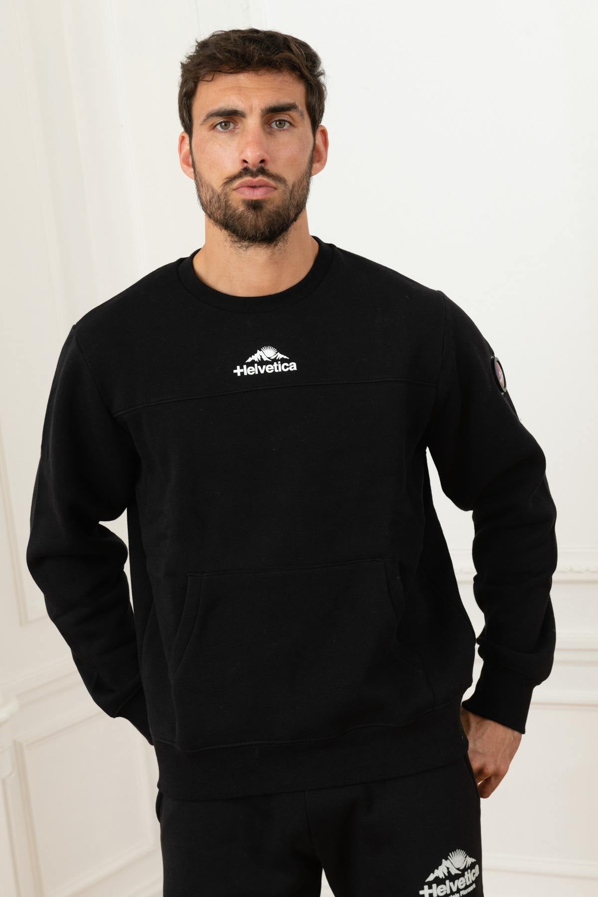 Black cotton sportswear sweater - Image n°4