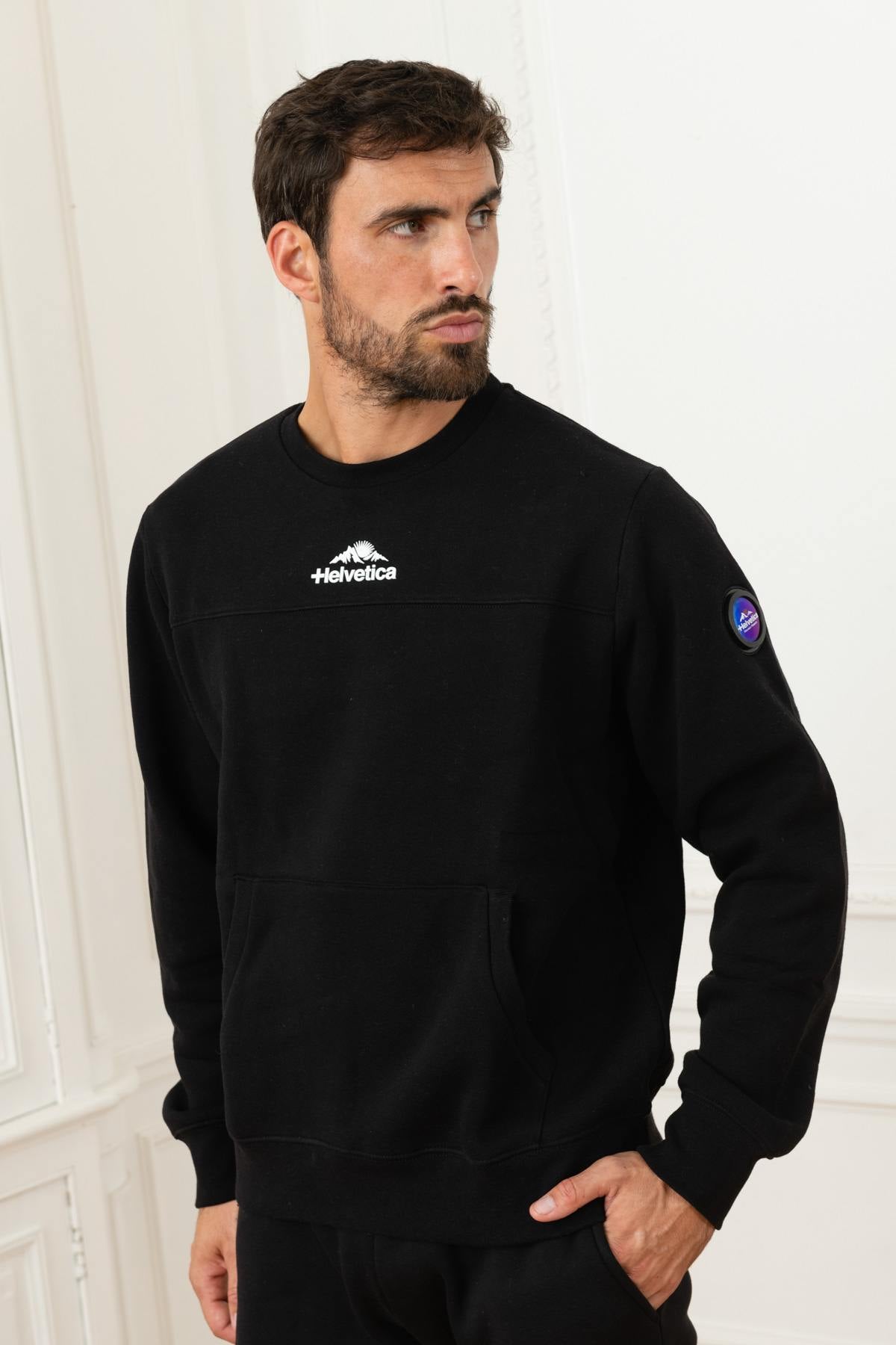 Black cotton sportswear sweater - Image n°1