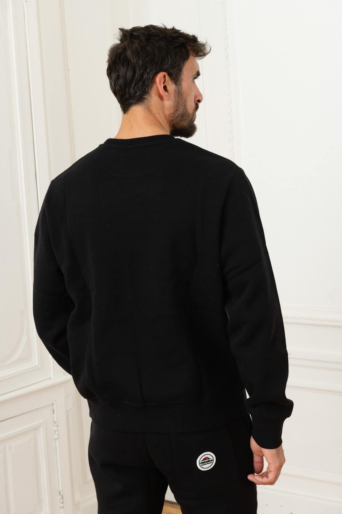 Black cotton sportswear sweater - Image n°3