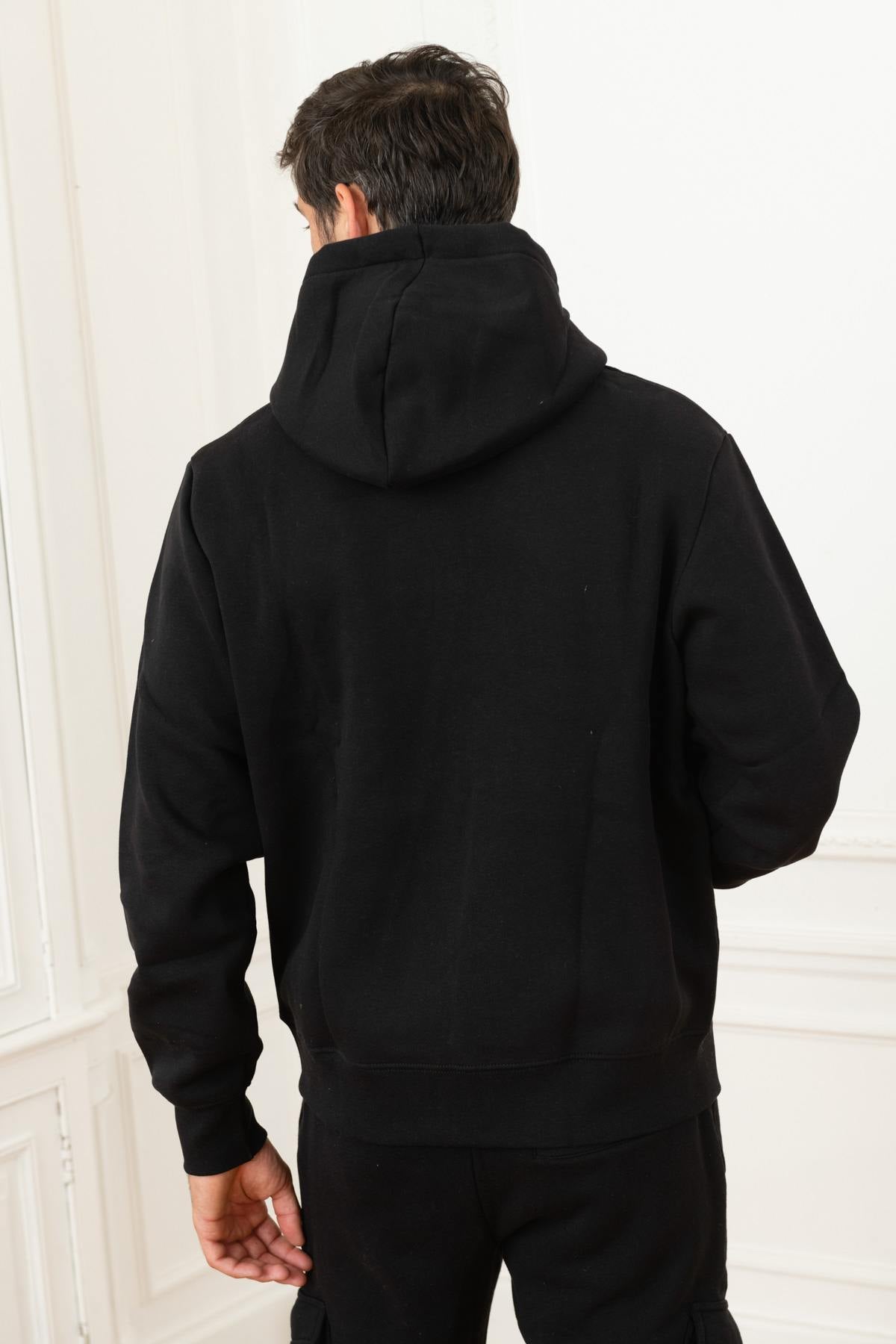 Black track jacket with hood - Image n°5