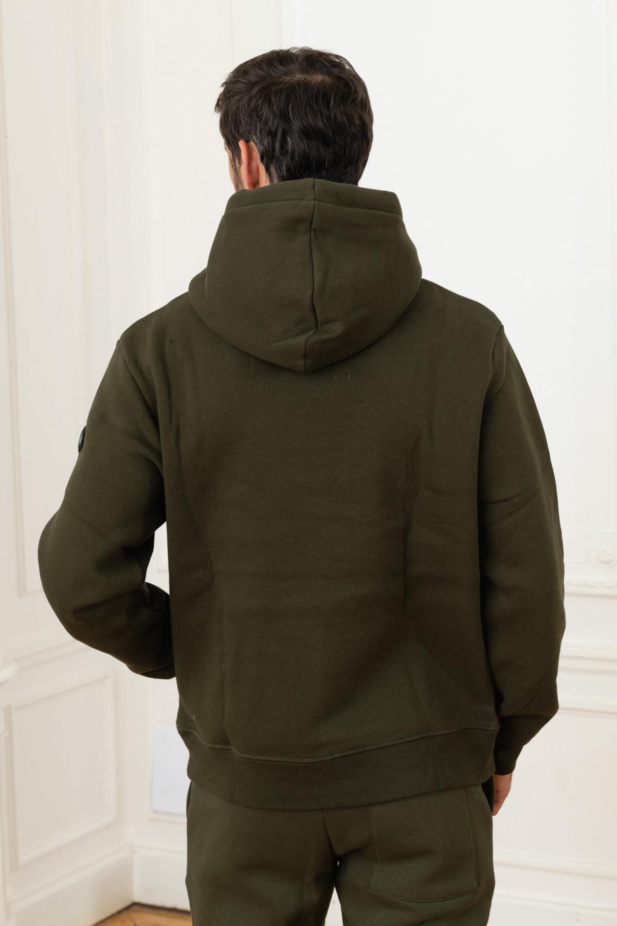 Men's khaki hooded sweater - Image n°3