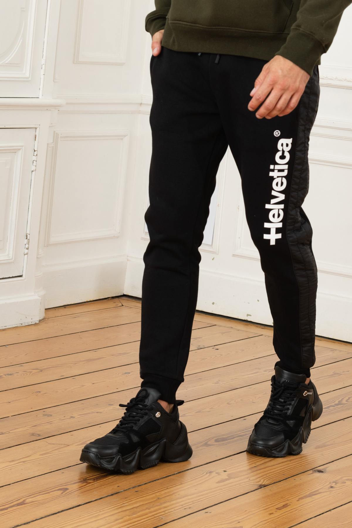 Bi-material stretch jogging pants - Image n°5