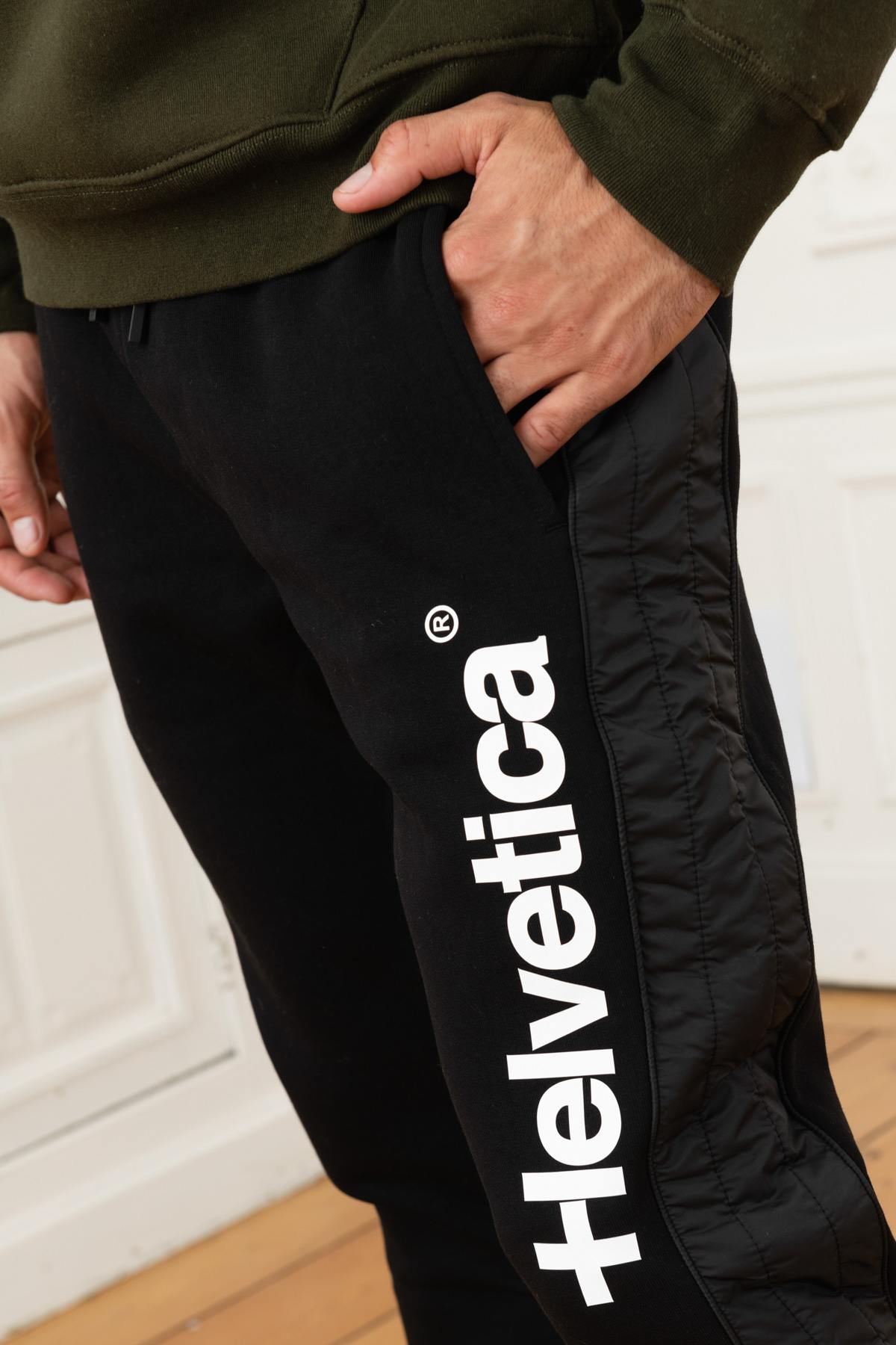 Bi-material stretch jogging pants - Image n°3