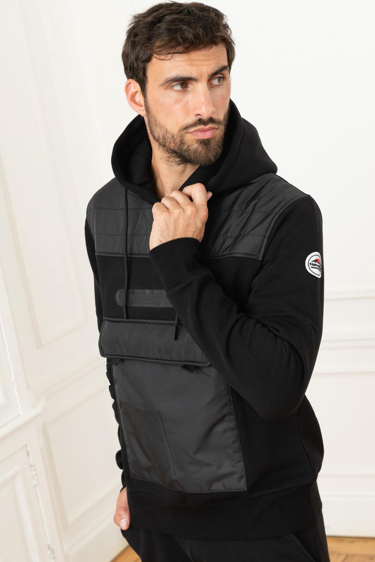 Bi-material sportswear hooded sweater - Image n°3