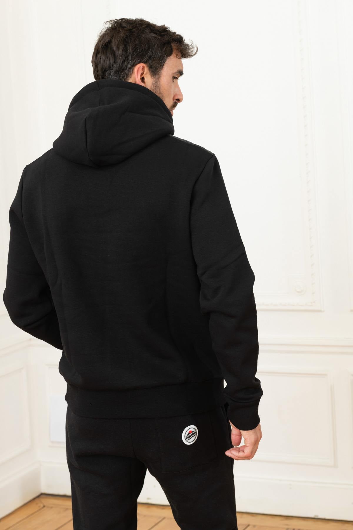 Bi-material sportswear hooded sweater - Image n°4