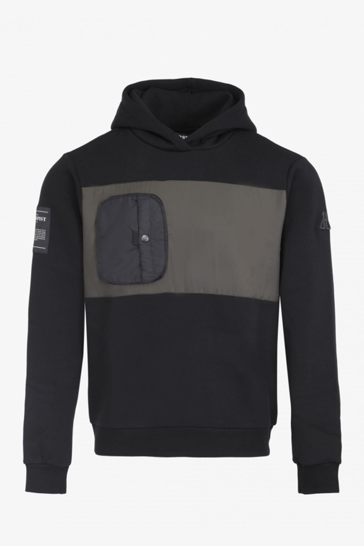 Black and khaki hooded sweatshirt - Image n°1