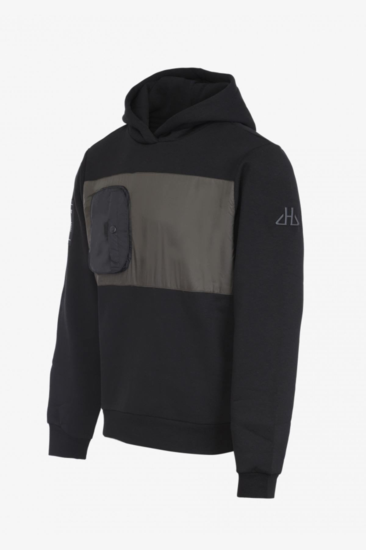 Black and khaki hooded sweatshirt - Image n°3