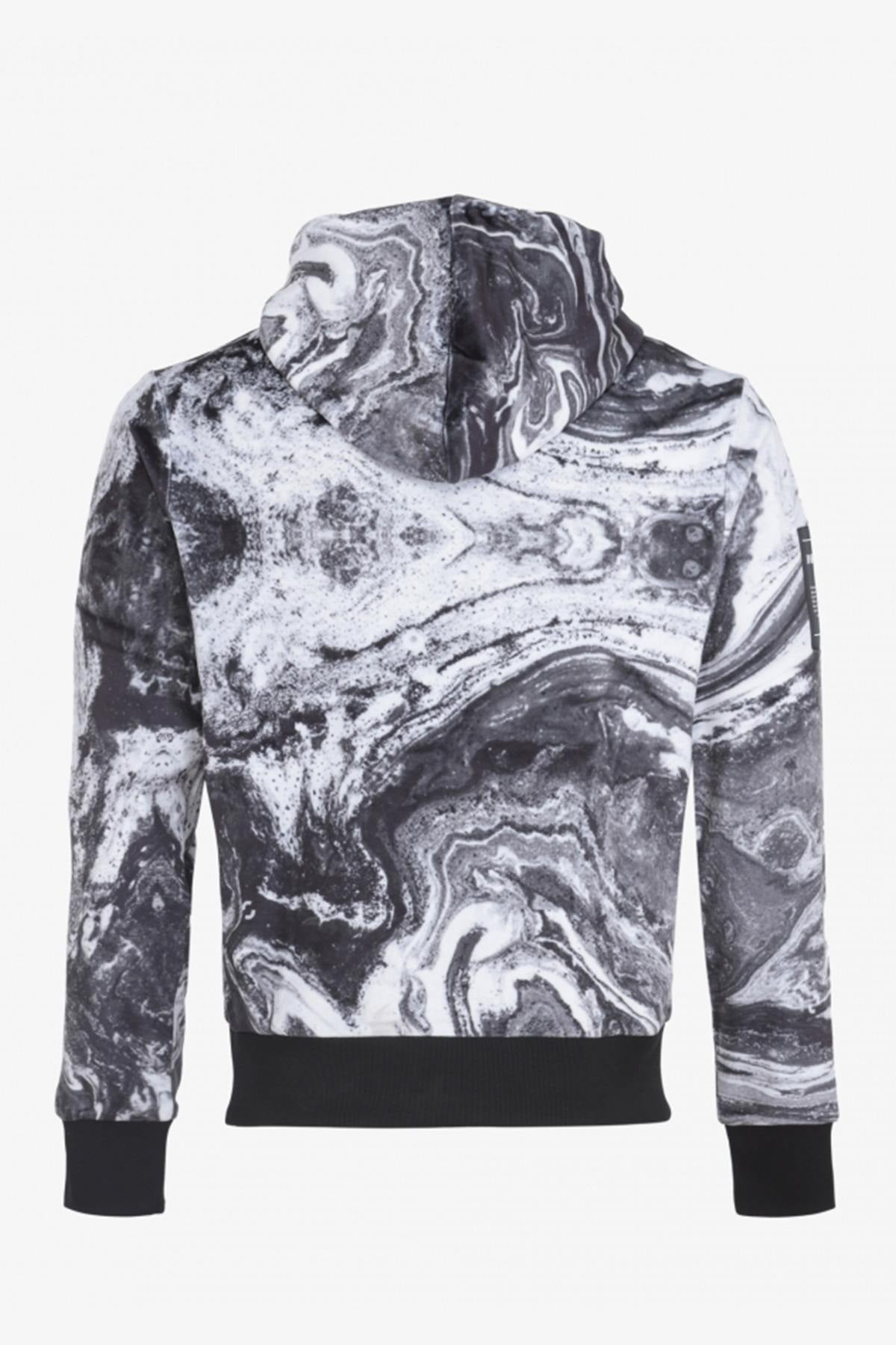 Velvet sweater with gray abstract print - Image n°2