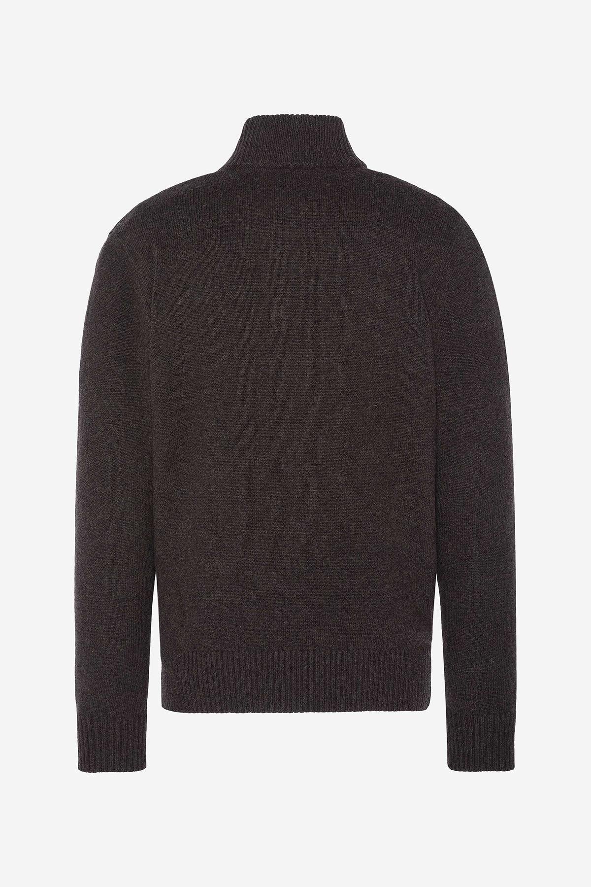 Dark Brown Trucker Neck Sweater - Image n°2