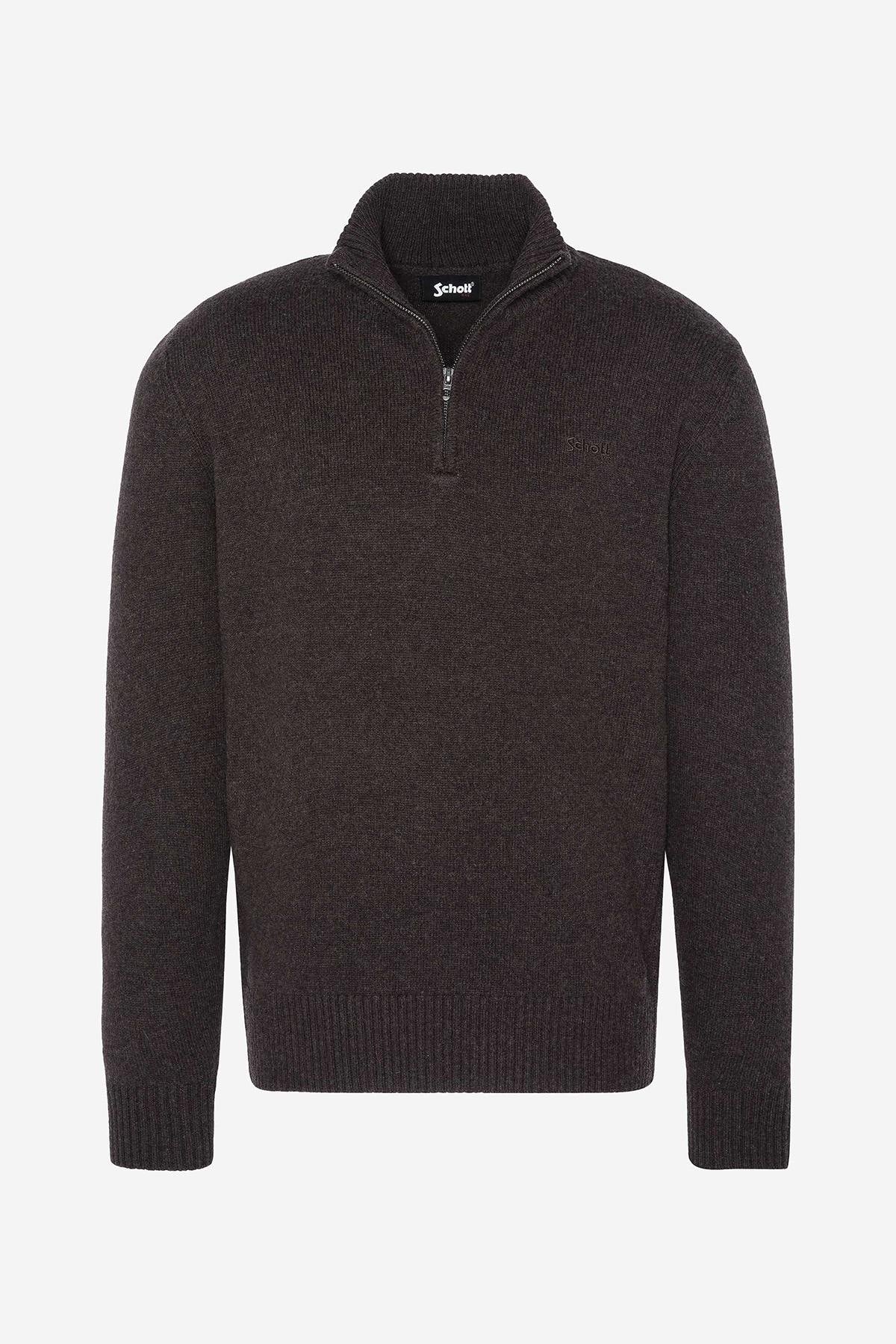 Dark Brown Trucker Neck Sweater - Image n°1