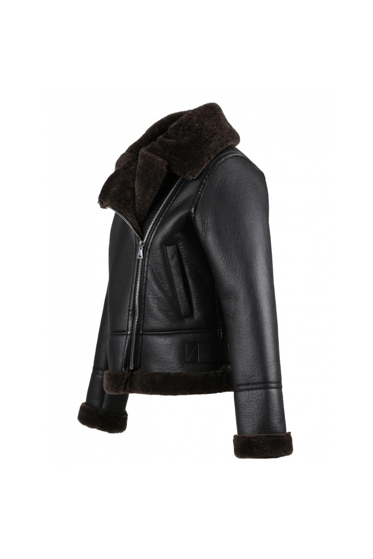 Short bomber jacket in faux shearling - Image n°11