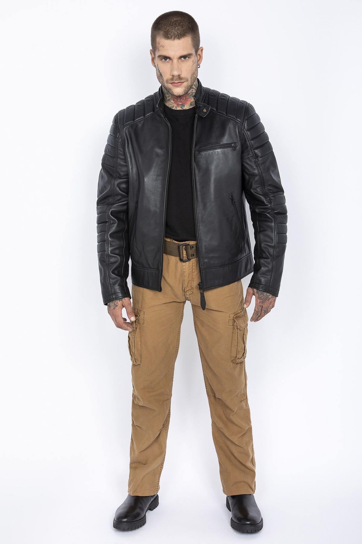 Black lambskin biker jacket - Image n°3