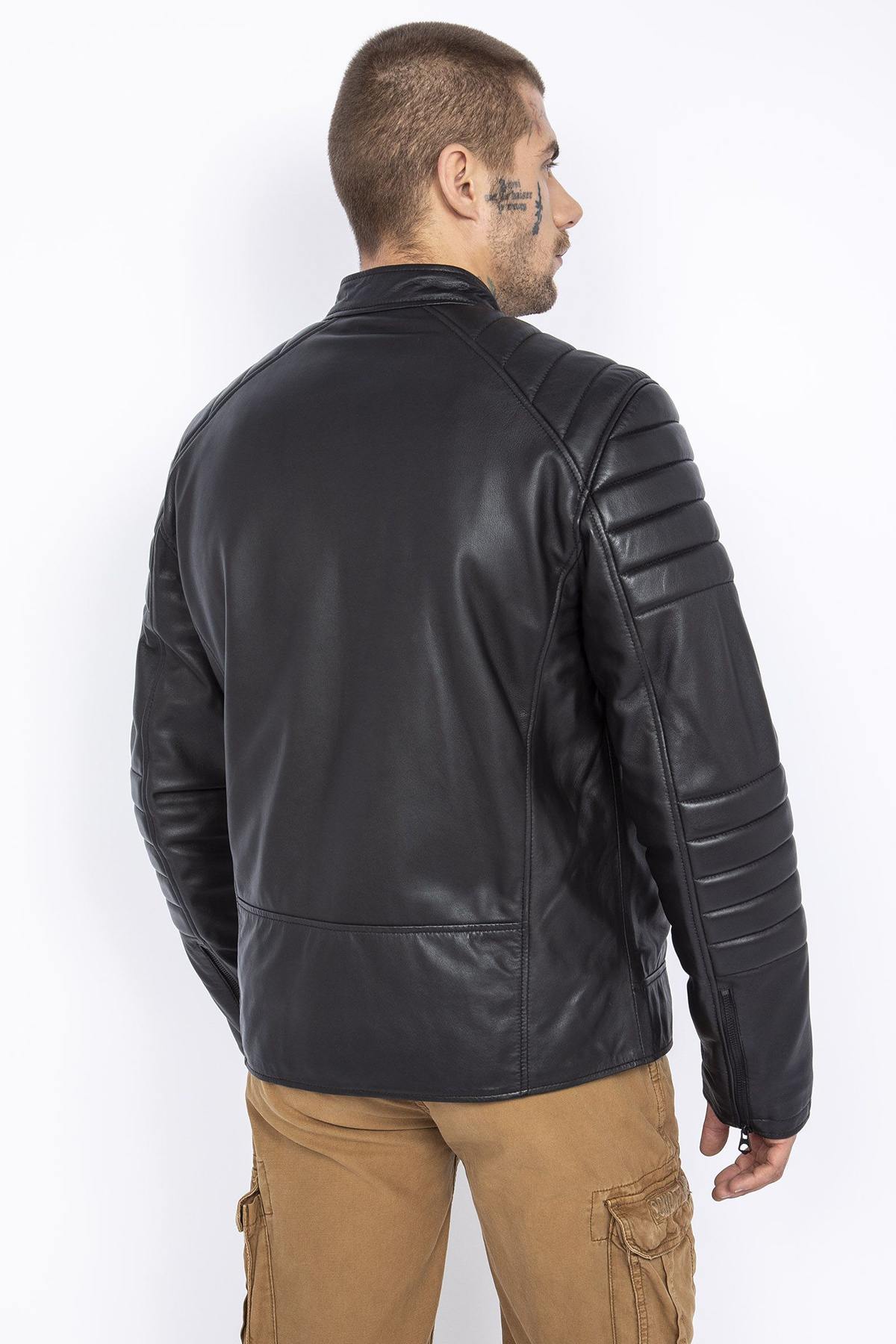 Black lambskin biker jacket - Image n°5