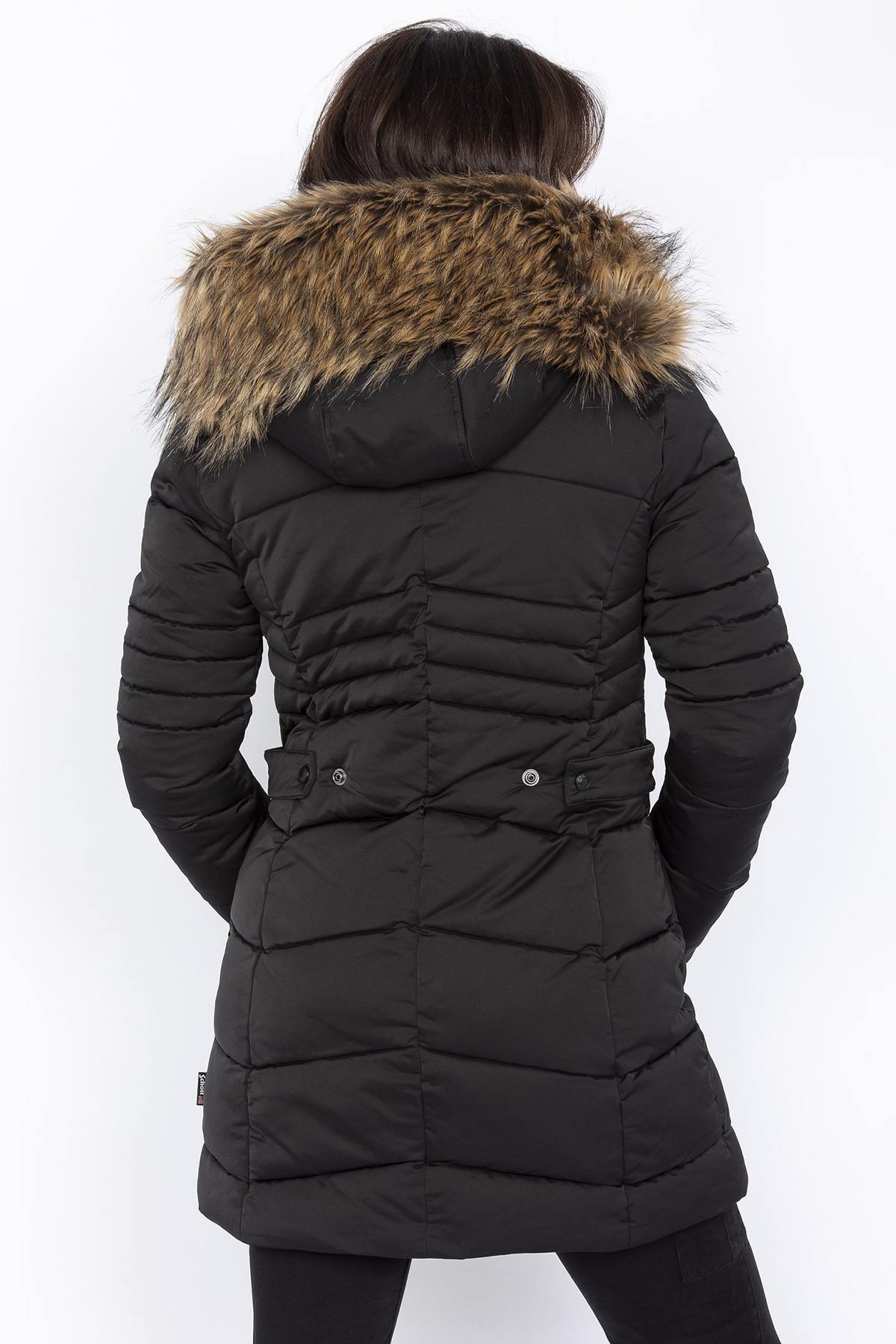 Women's black fitted parka - Image n°4