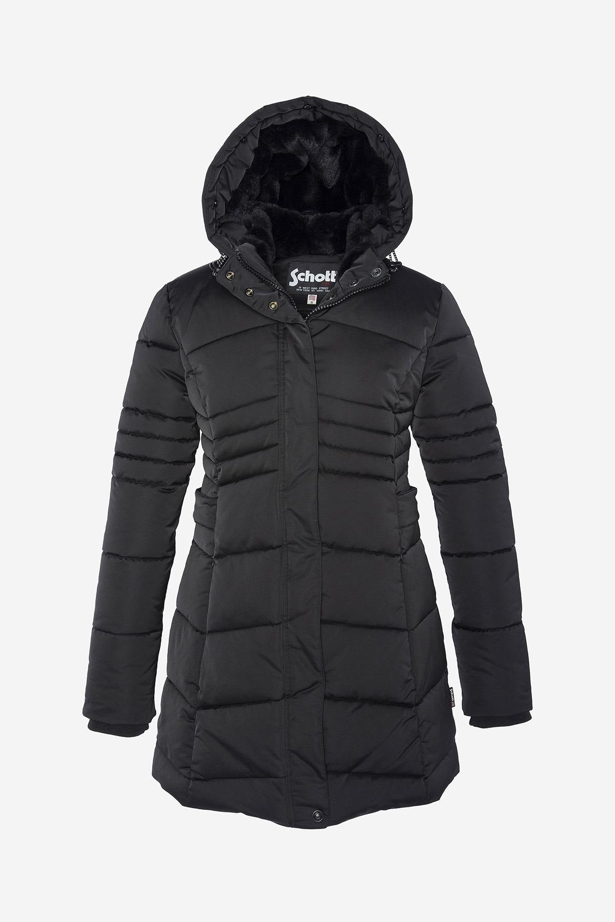 Women's black fitted parka - Image n°2