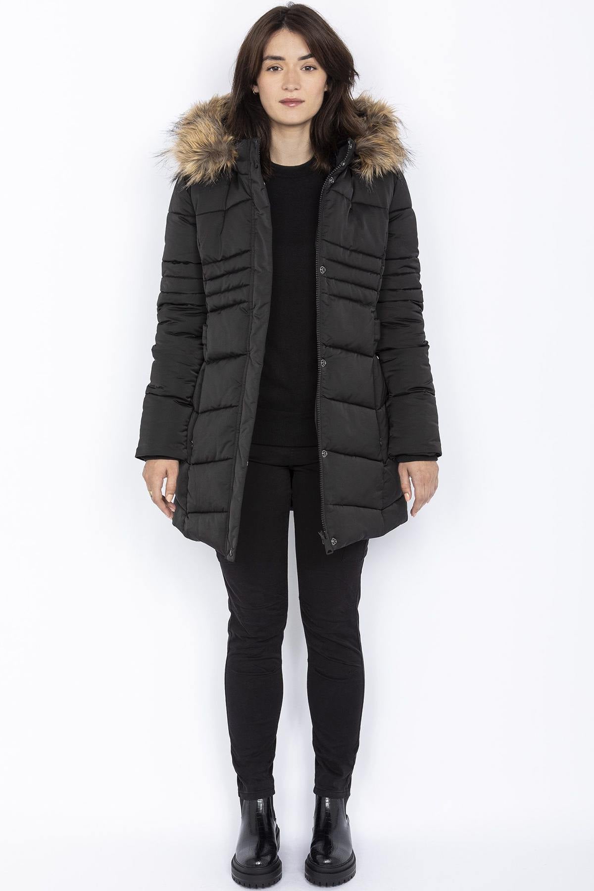 Women's black fitted parka - Image n°5