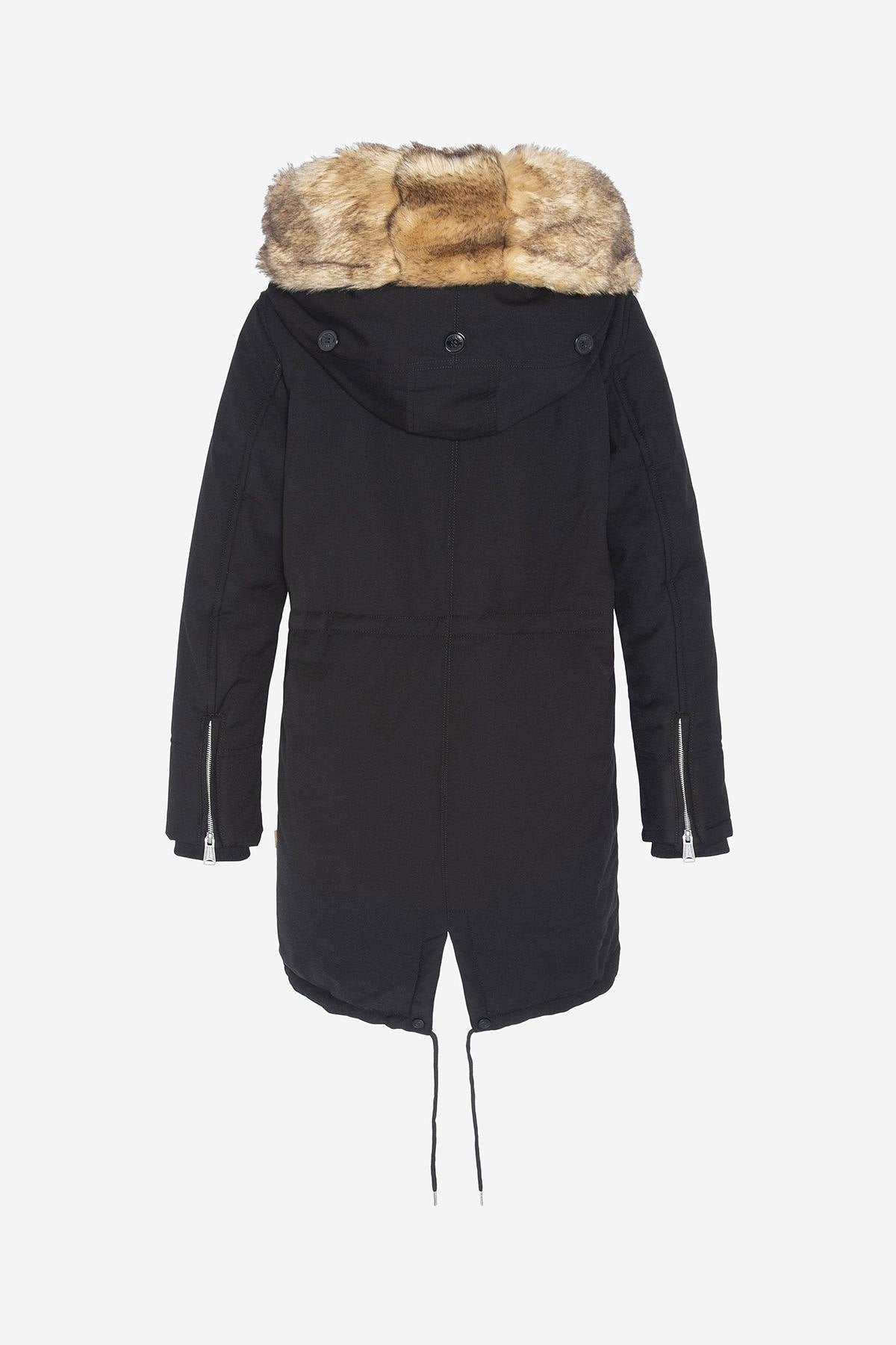 Parka with fur-lined hood and removable vest - Image n°8