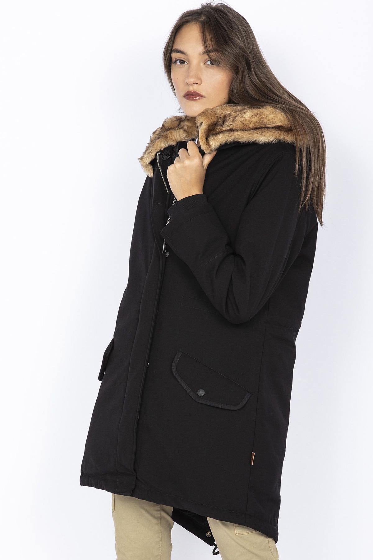 Parka with fur-lined hood and removable vest - Image n°1