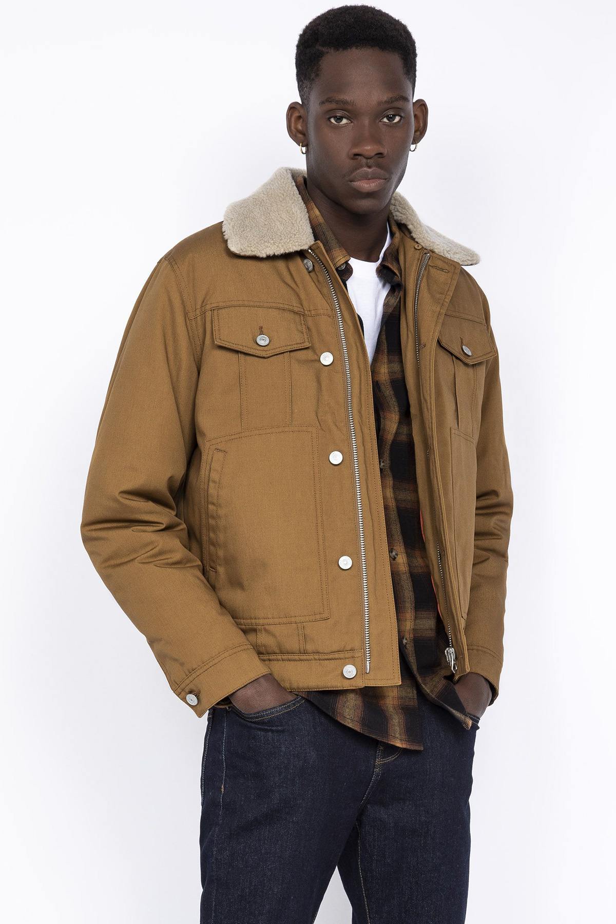 Retro jacket with removable sherpa collar - Image n°1