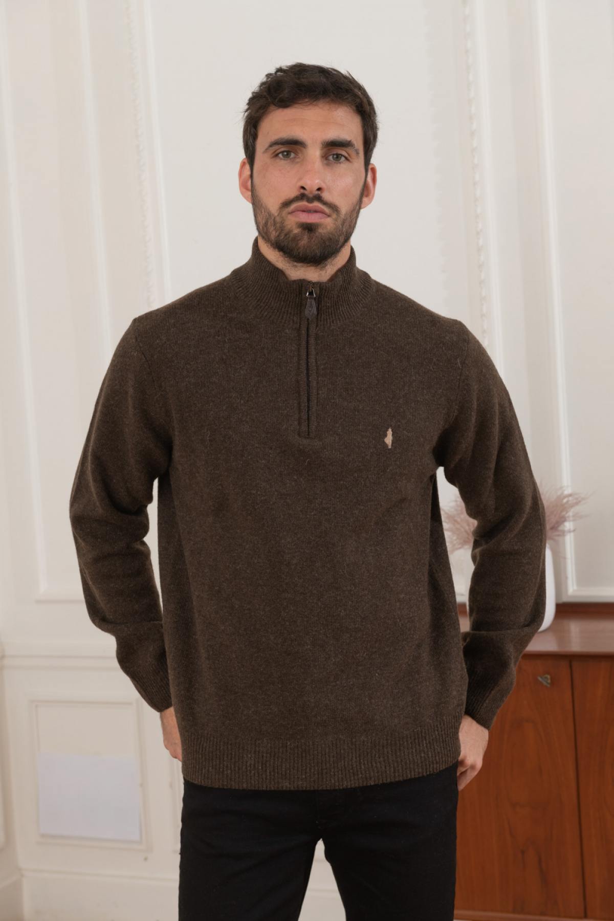 Men's brown winter sweater - Image n°1