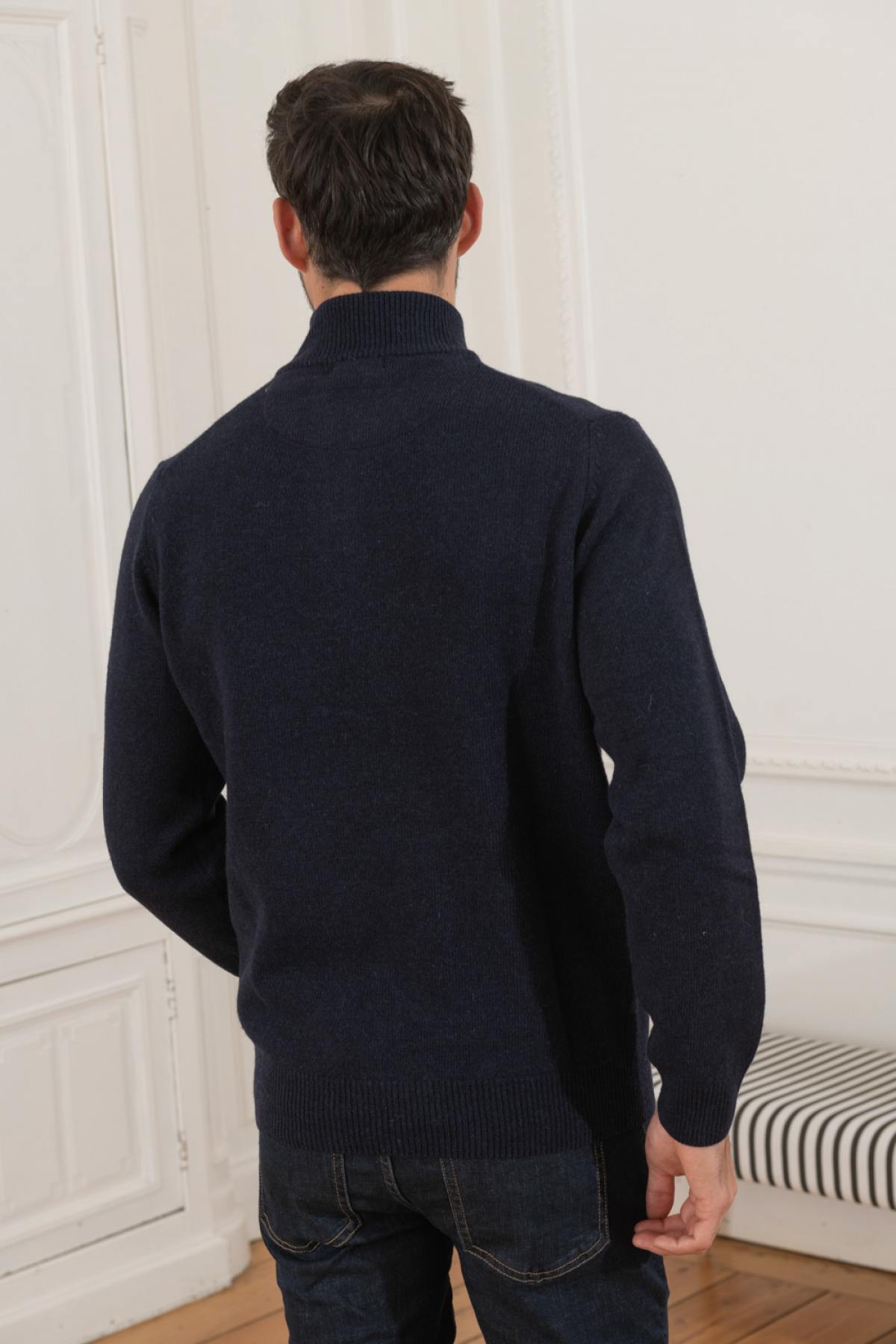 Navy blue trucker neck sweater - Image n°5