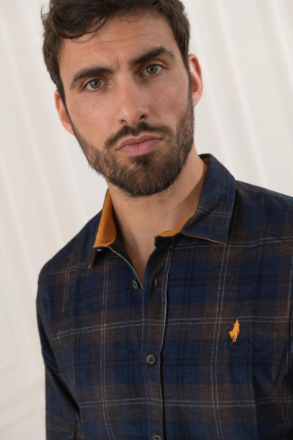 Navy blue checked shirt - Image n°5