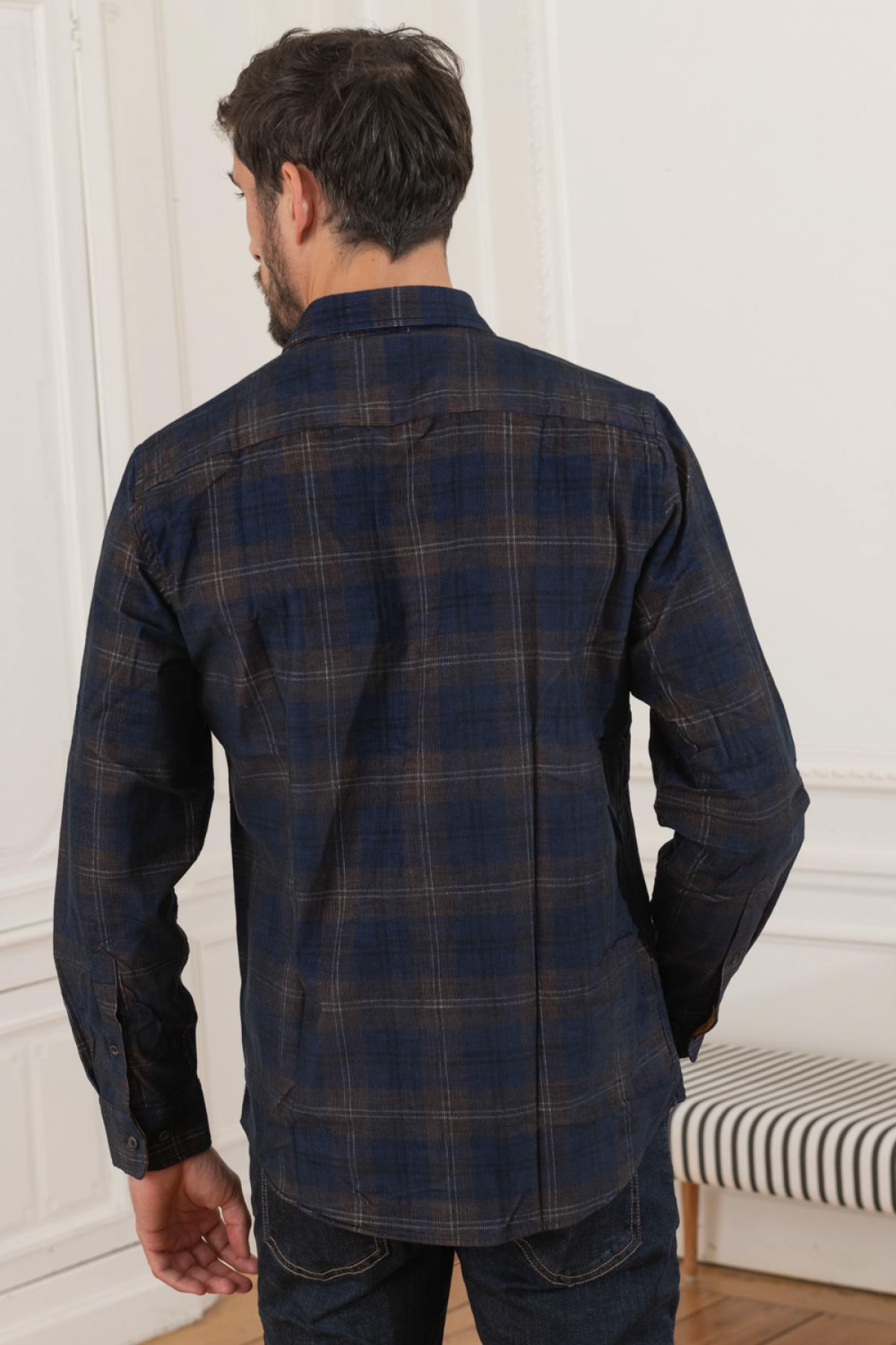 Navy blue checked shirt - Image n°4