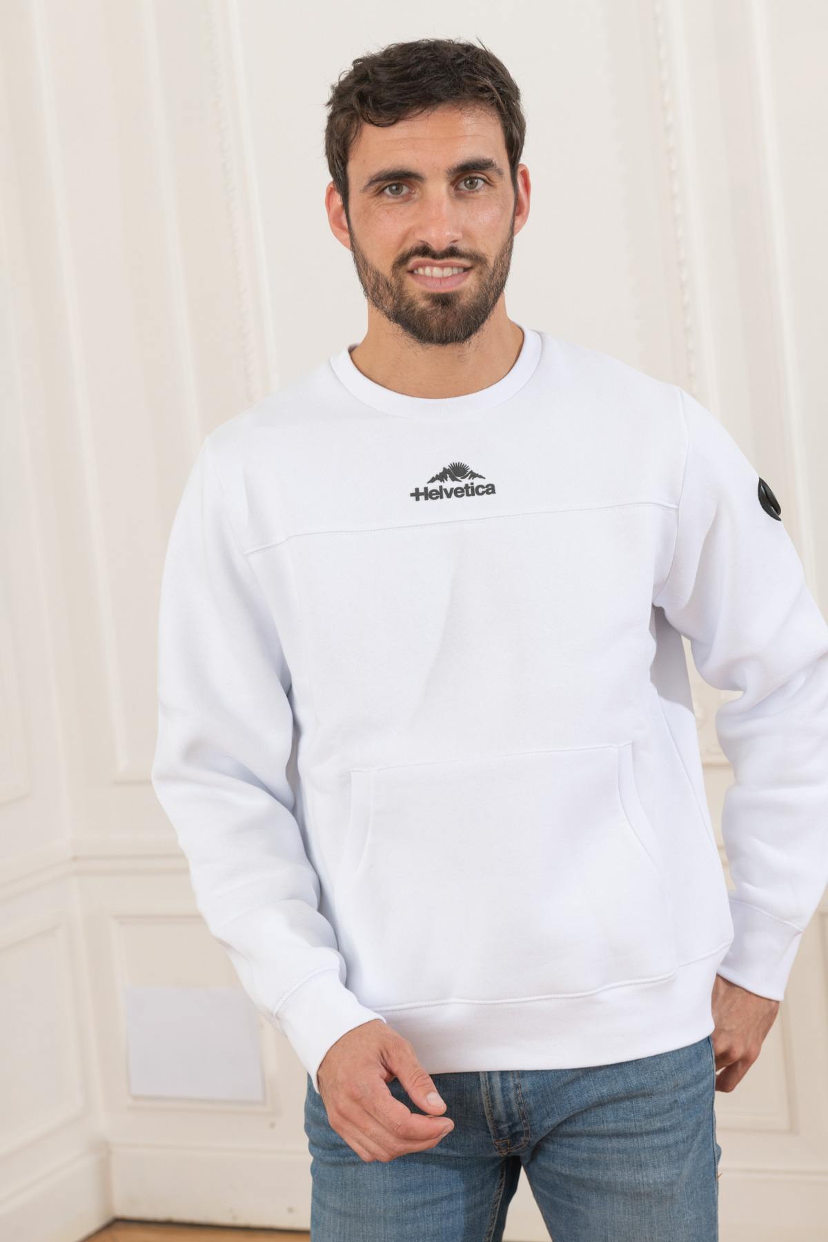 Men's white sportswear sweater - Image n°2