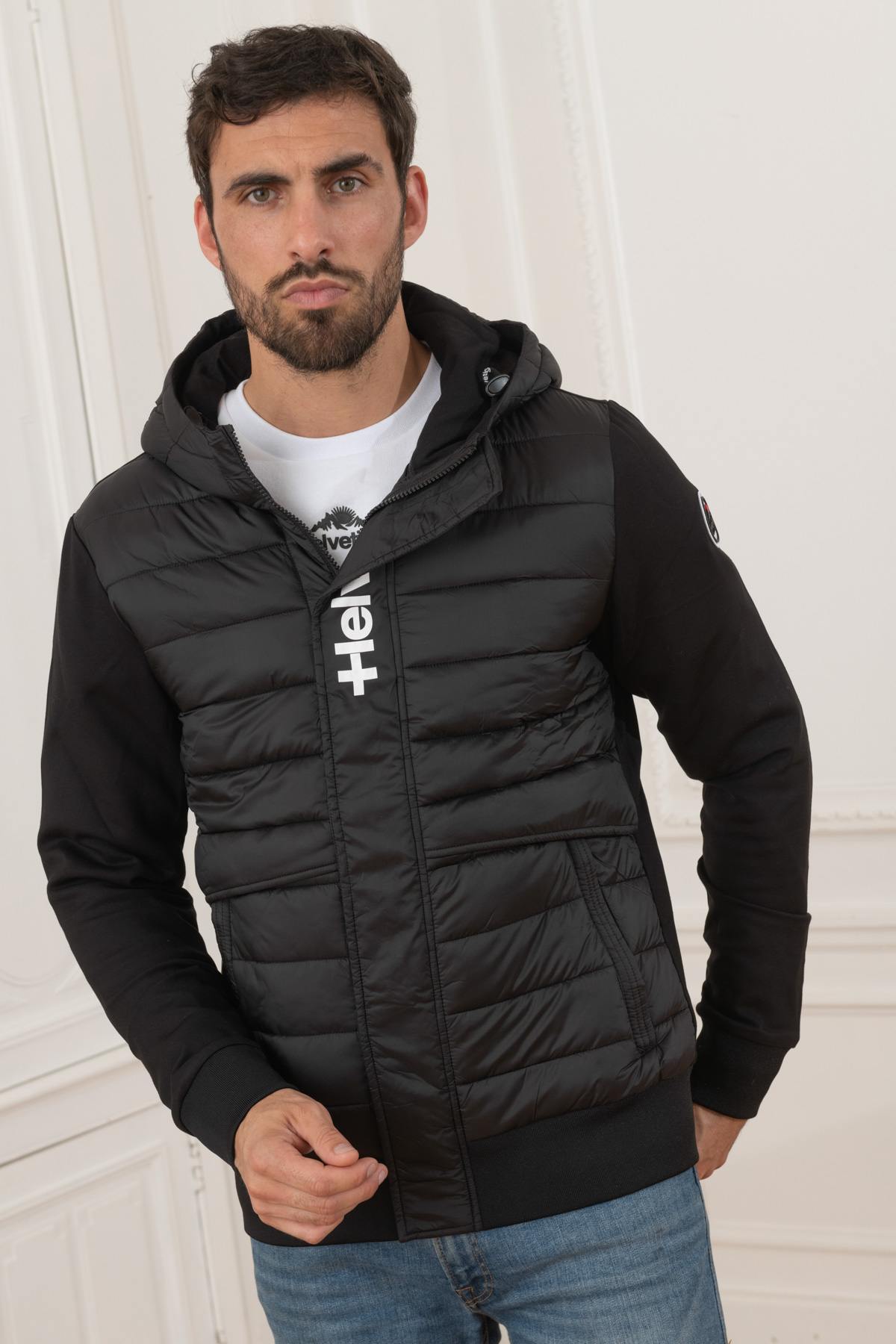 Black bi-material quilted jacket - Image n°6